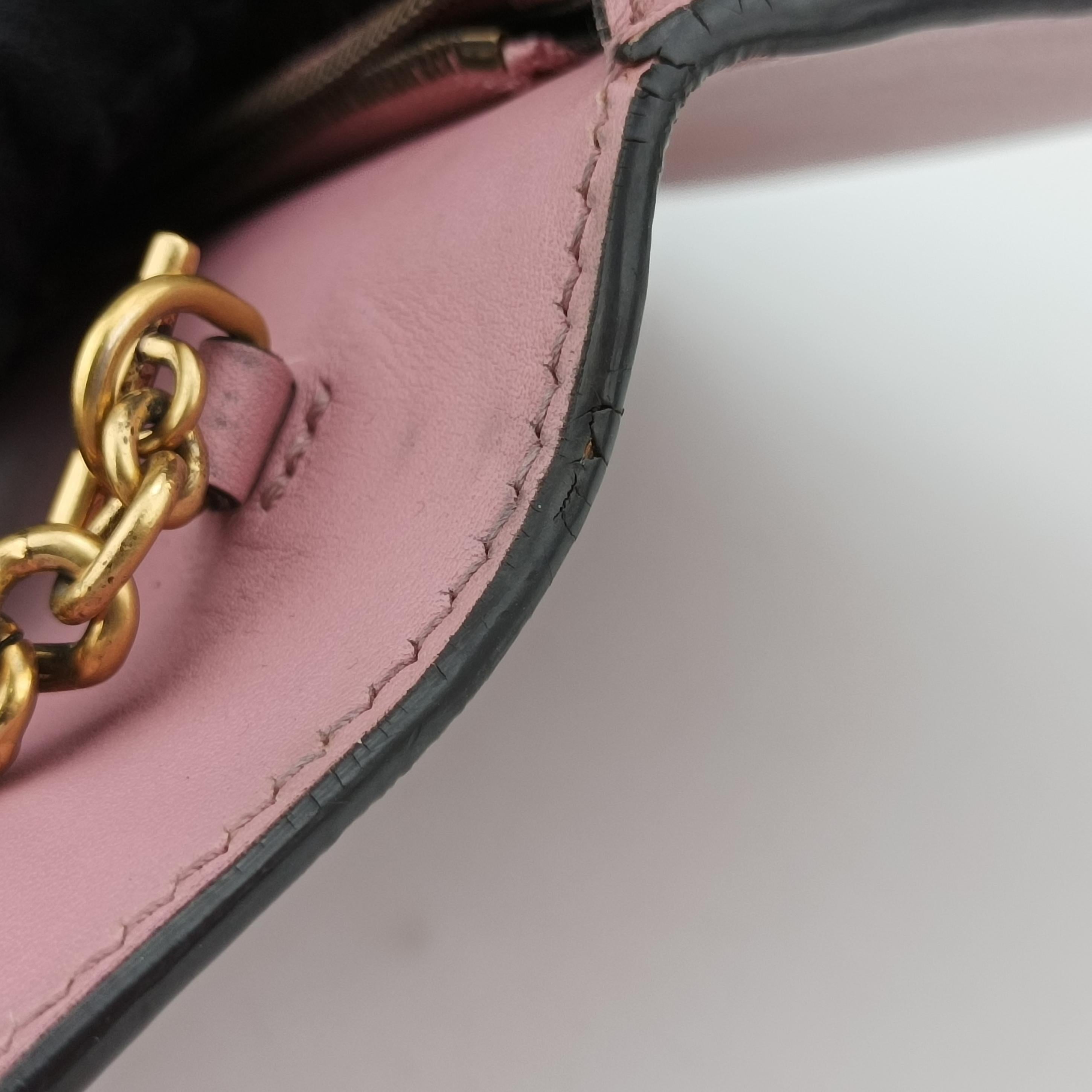 Pre-owned Gucci Peony Pearl Studded GG Supreme Pink Leather 431478 shoulderbag | stylenewstar