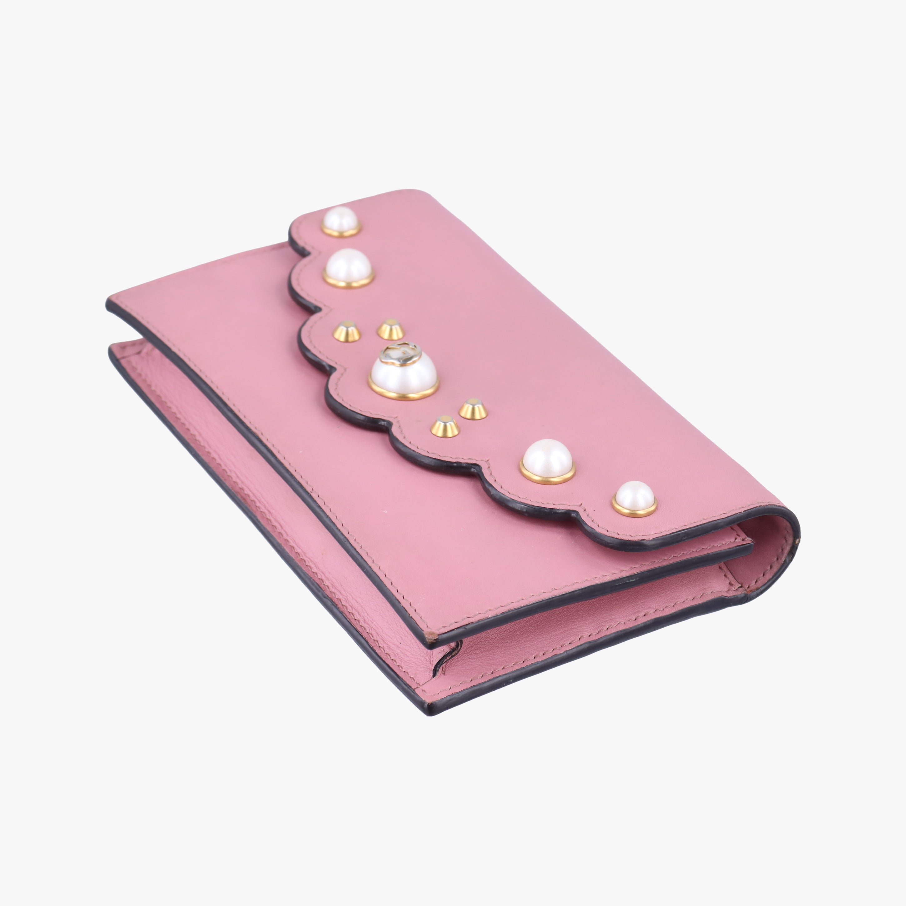 Pre-owned Gucci Peony Pearl Studded GG Supreme Pink Leather 431478 shoulderbag | stylenewstar
