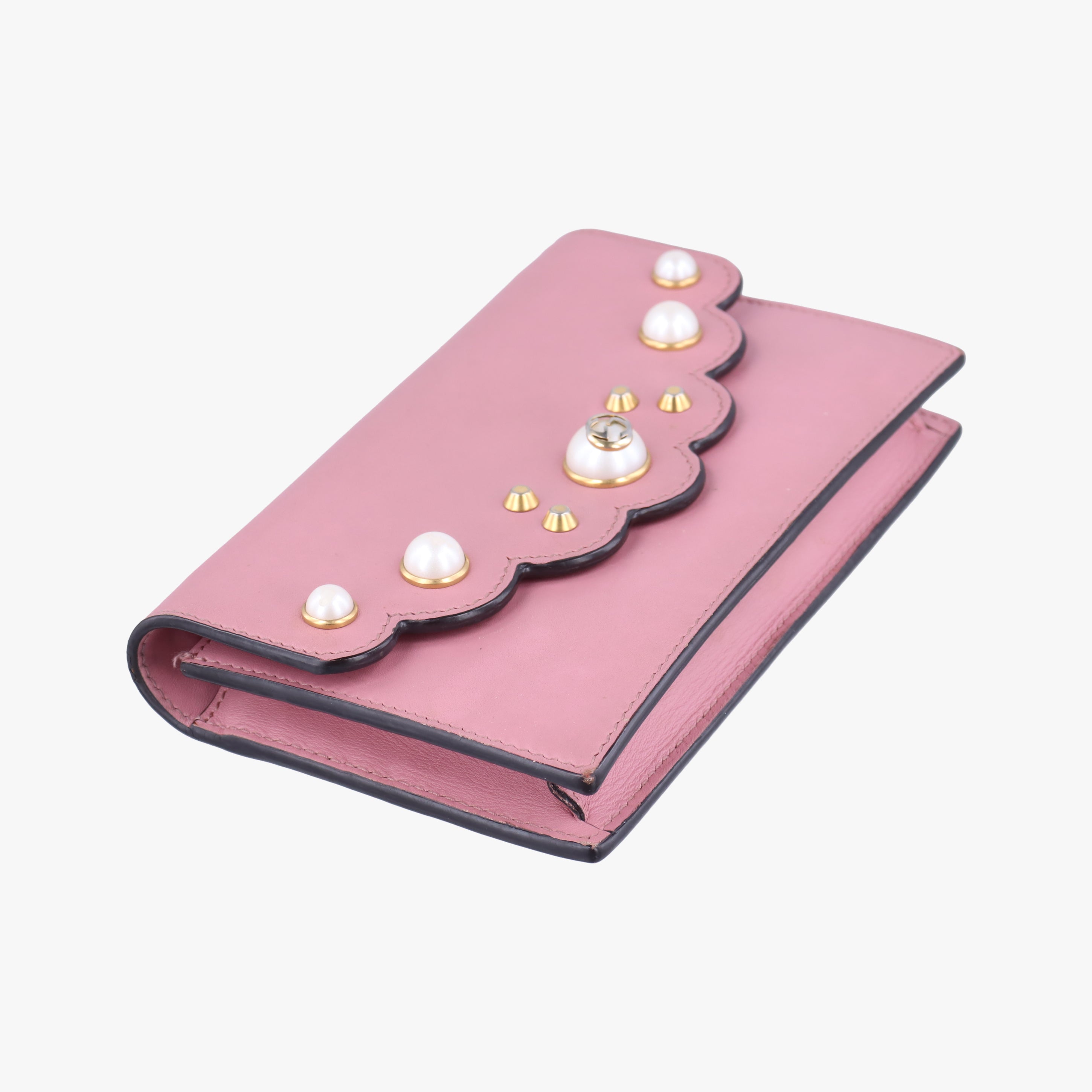 Pre-owned Gucci Peony Pearl Studded GG Supreme Pink Leather 431478 shoulderbag | stylenewstar