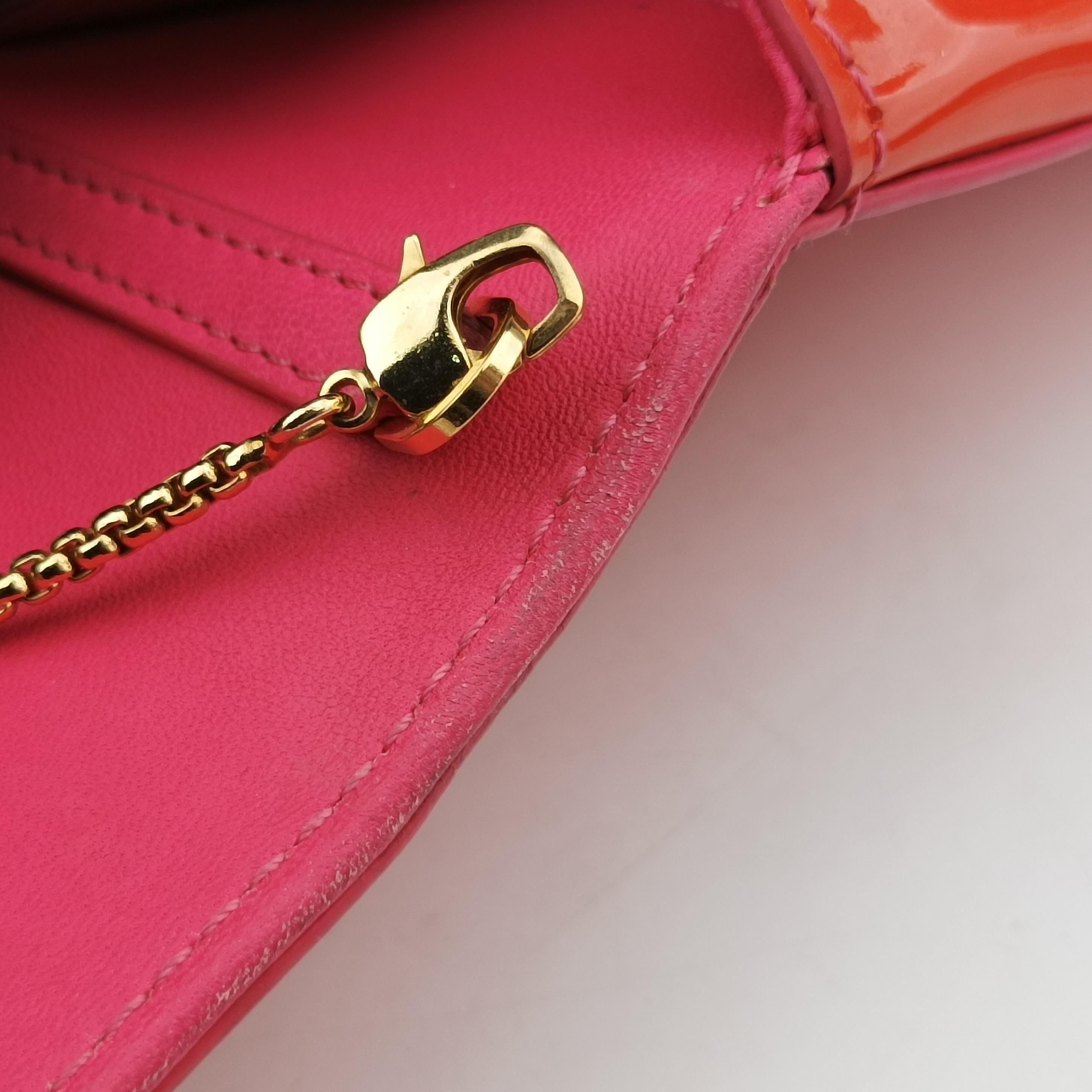 Pre-owned VERSACE La Medusa Orange patent  shoulderbag | stylenewstar