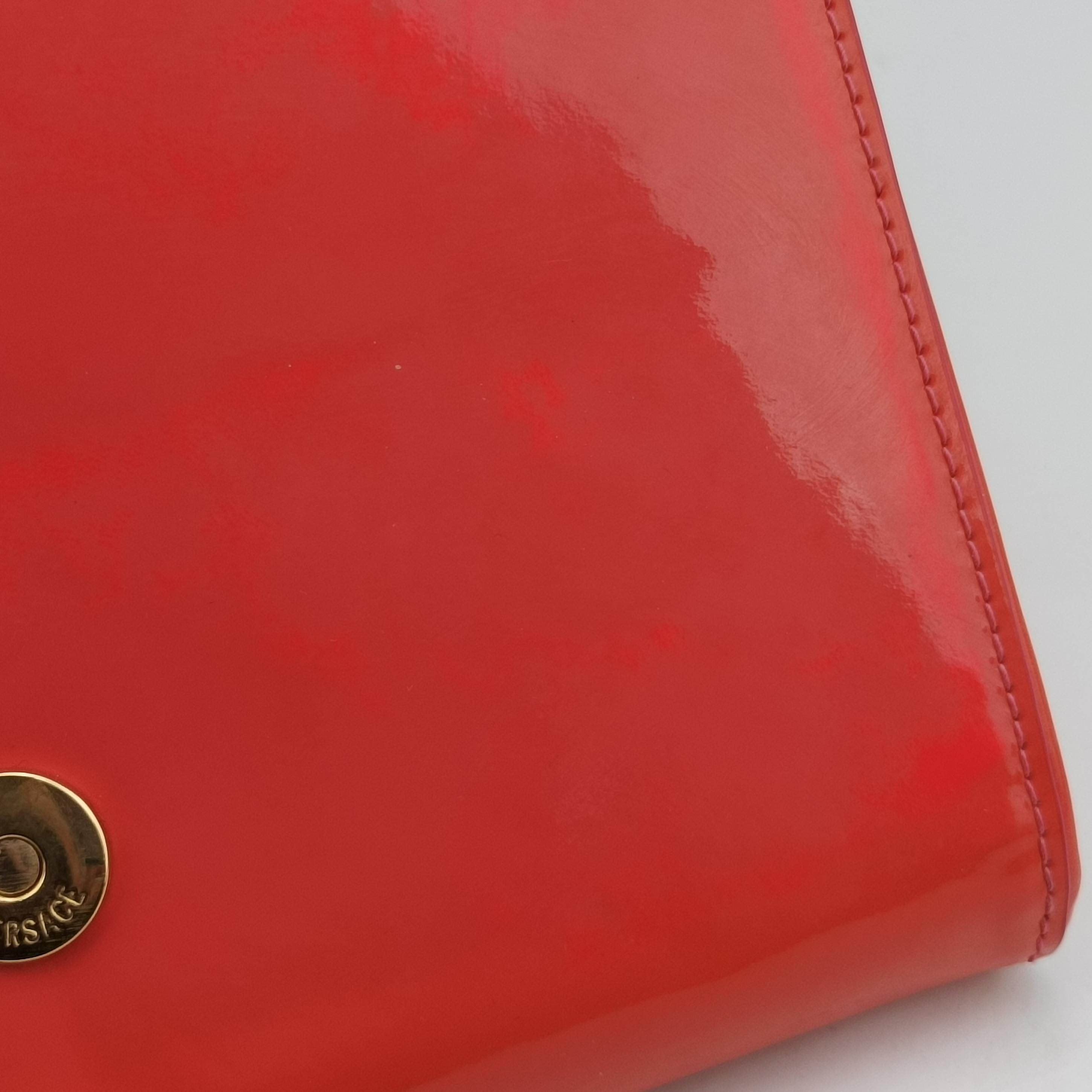 Pre-owned VERSACE La Medusa Orange patent  shoulderbag | stylenewstar
