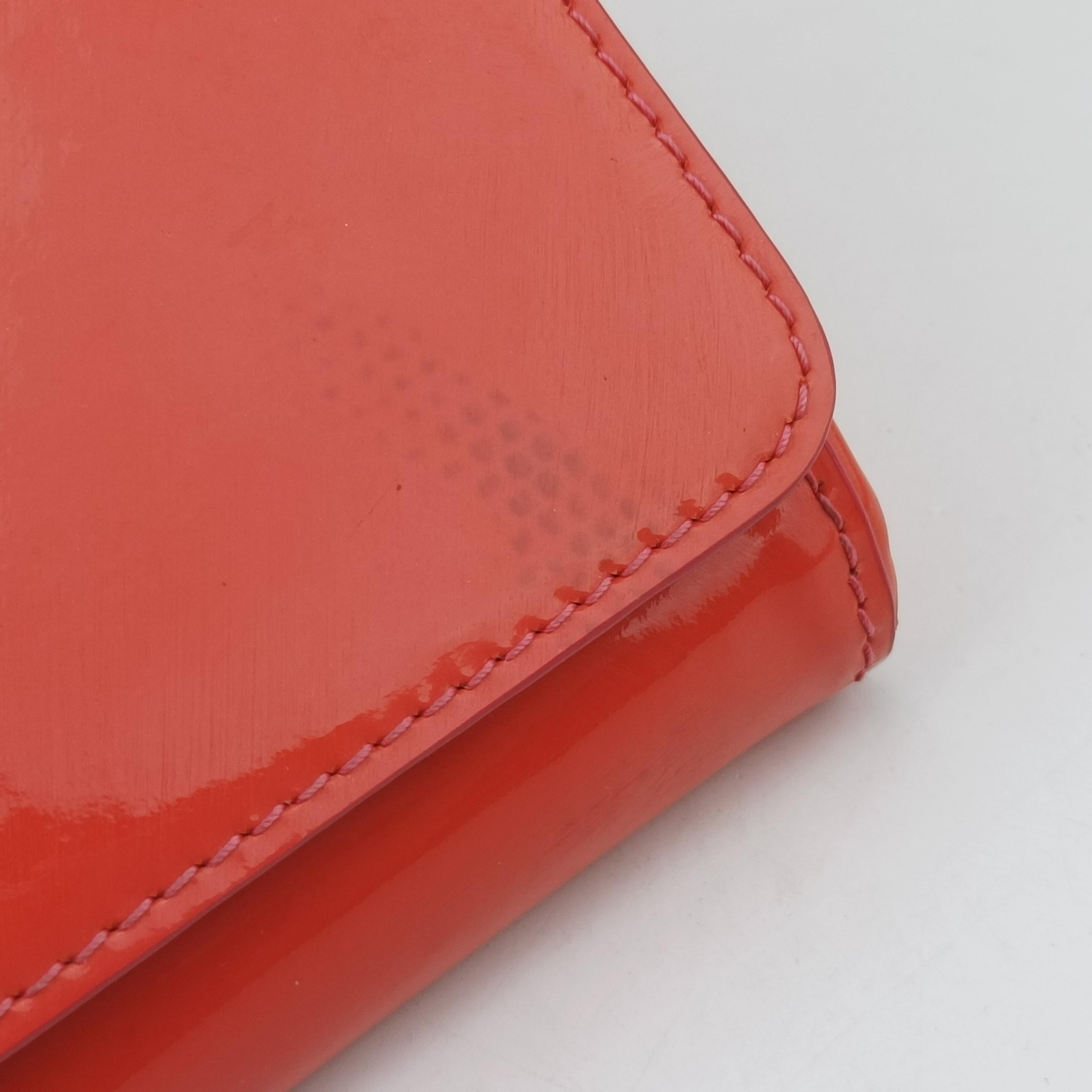 Pre-owned VERSACE La Medusa Orange patent  shoulderbag | stylenewstar