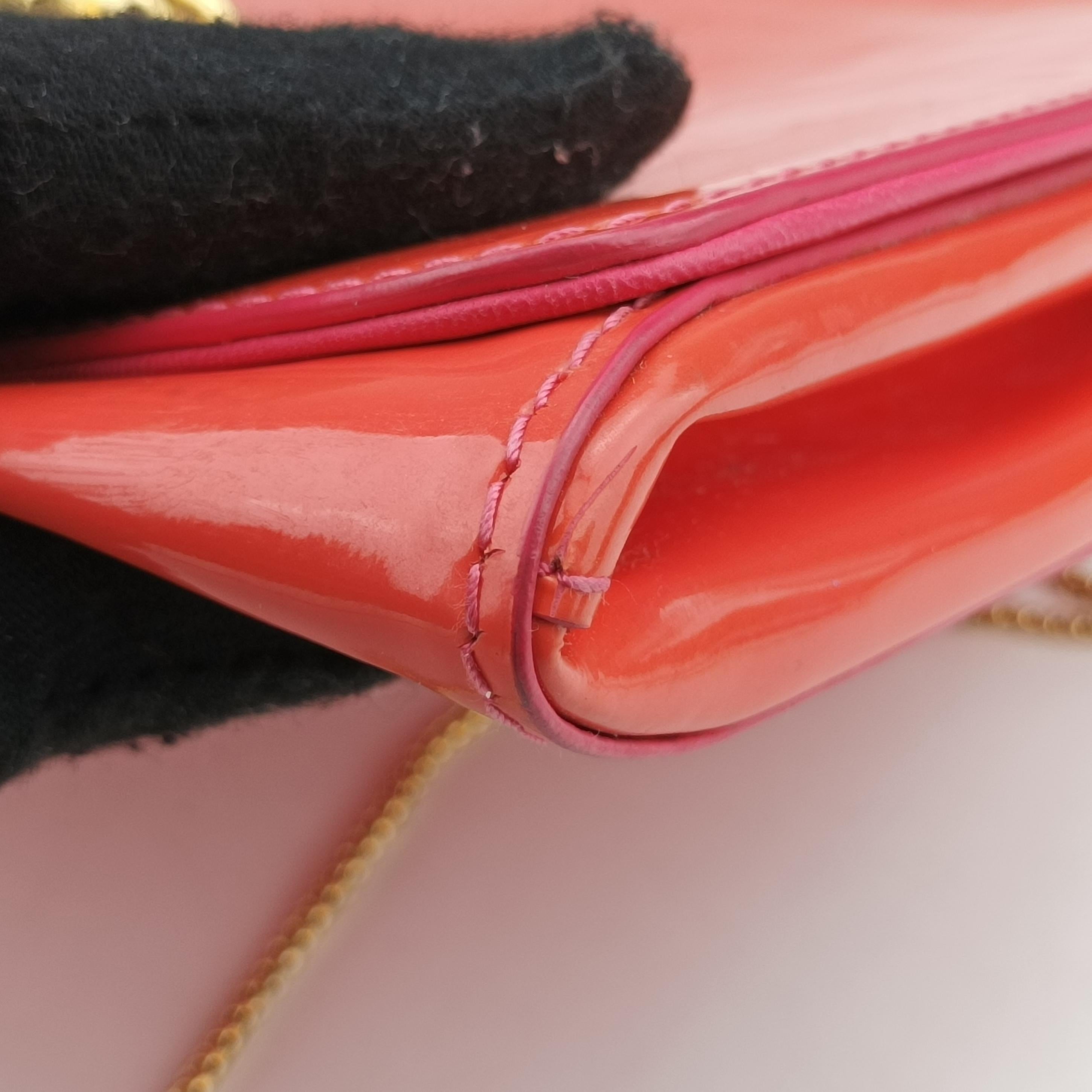 Pre-owned VERSACE La Medusa Orange patent  shoulderbag | stylenewstar