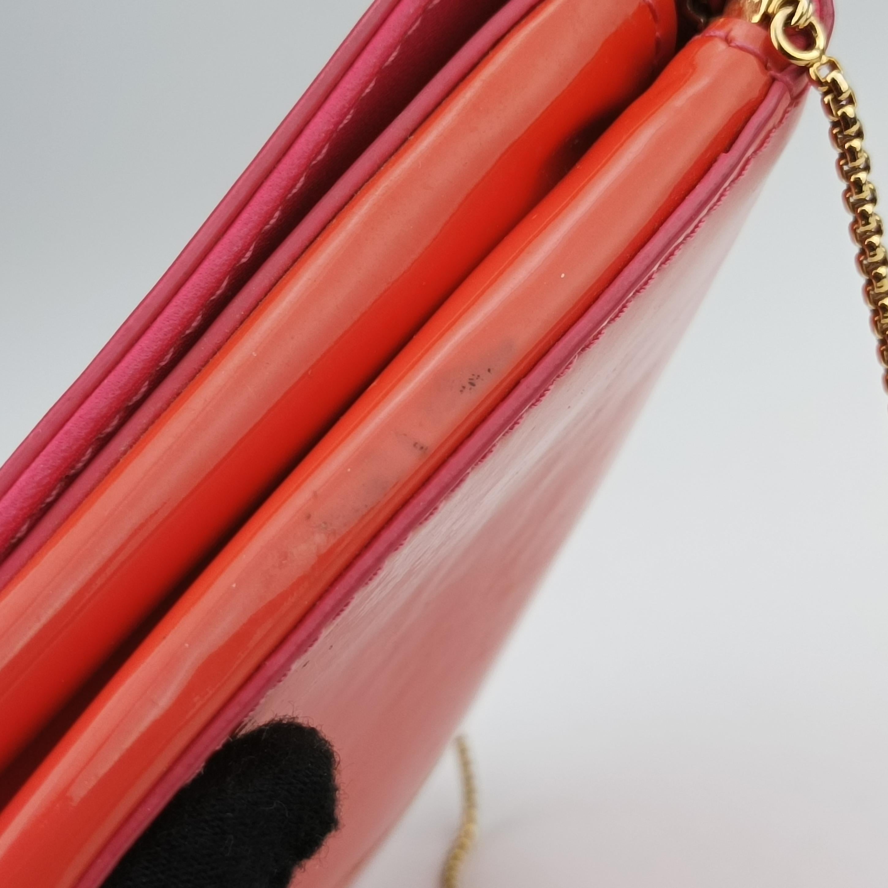 Pre-owned VERSACE La Medusa Orange patent  shoulderbag | stylenewstar
