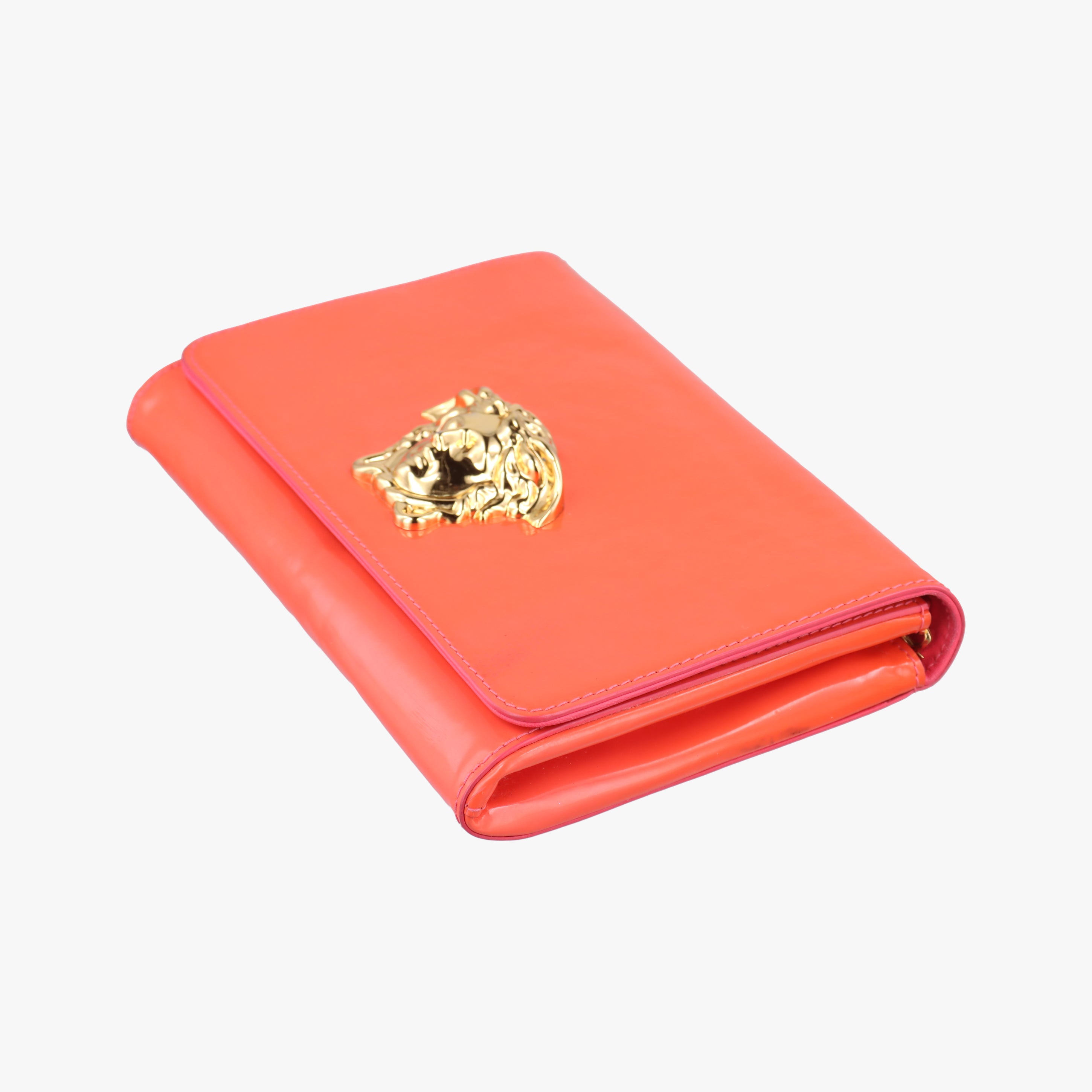 Pre-owned VERSACE La Medusa Orange patent  shoulderbag | stylenewstar