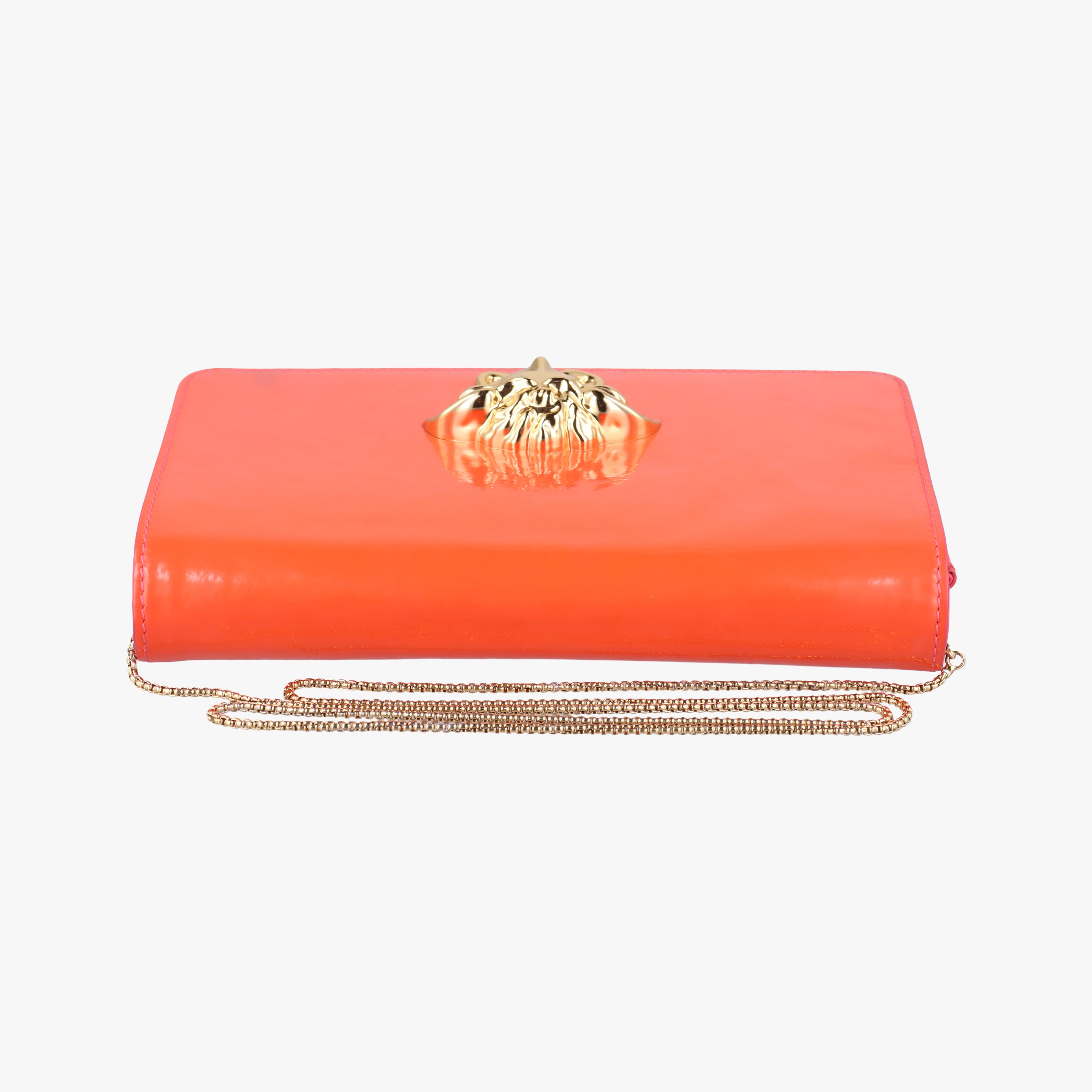 Pre-owned VERSACE La Medusa Orange patent  shoulderbag | stylenewstar
