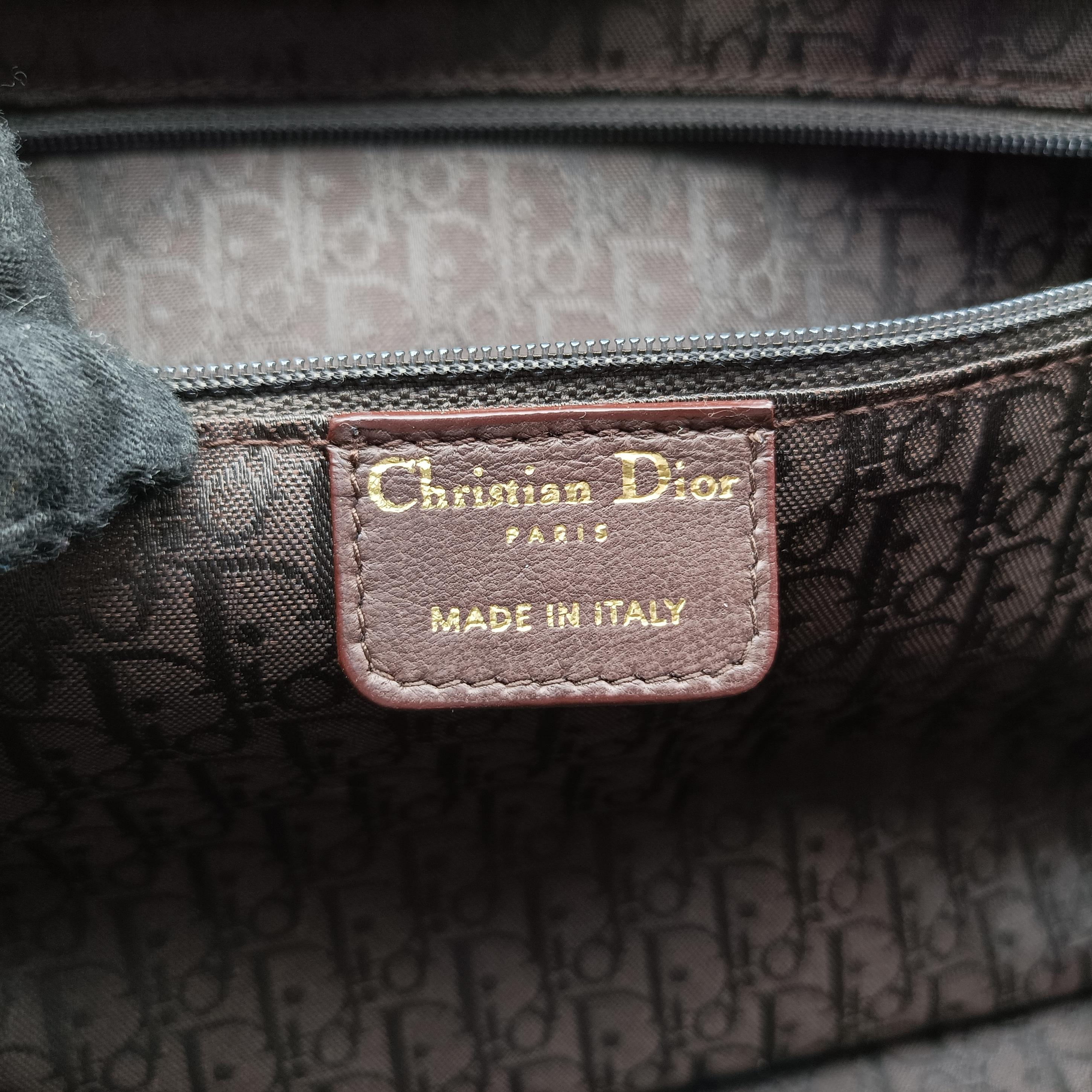 Pre-owned Christian Dior Plisse Tote Brown leather  handbag | stylenewstar