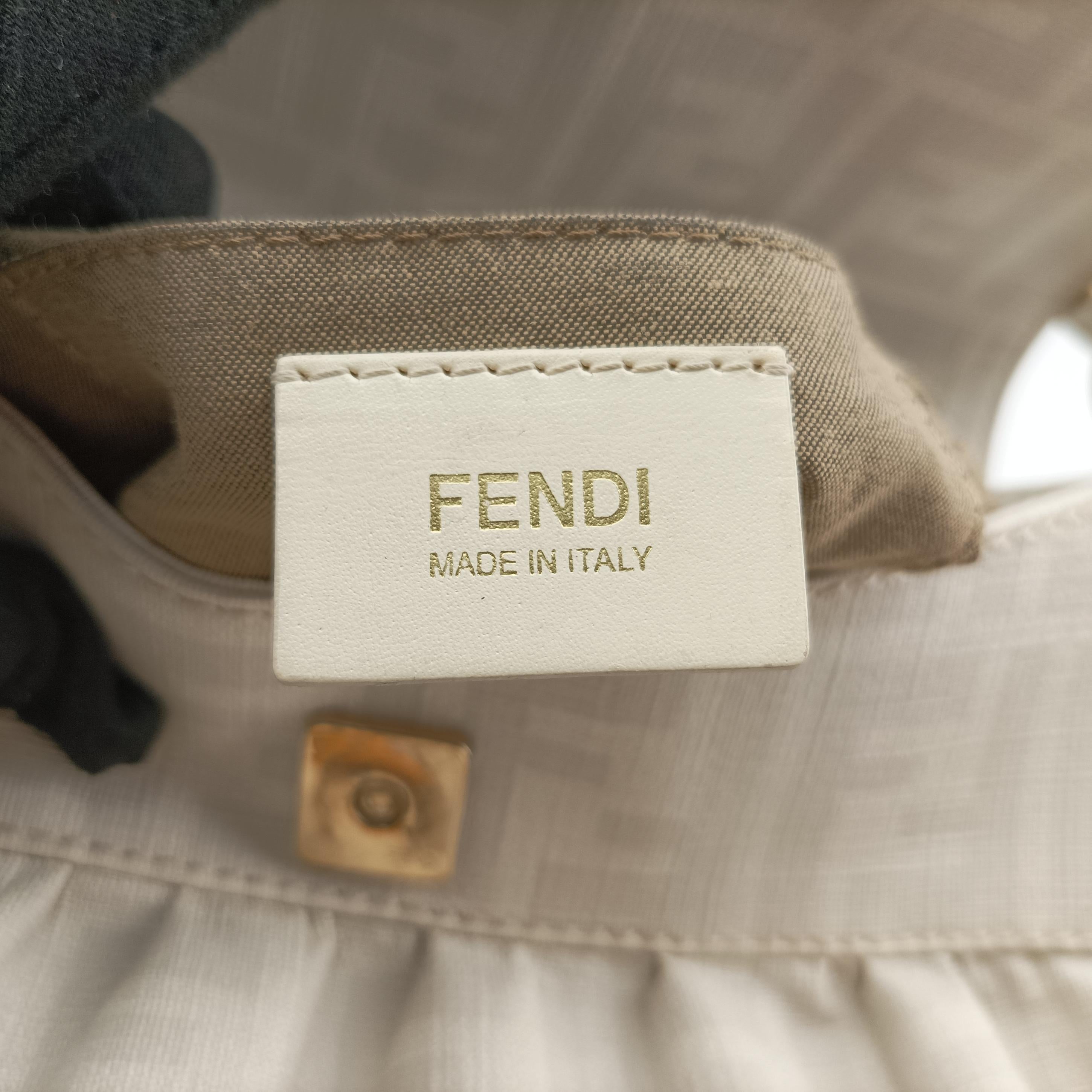 Pre-owned Fendi Tobacco Zucca Chef White PVC coated canvas 8BR445 shoulderbag | stylenewstar