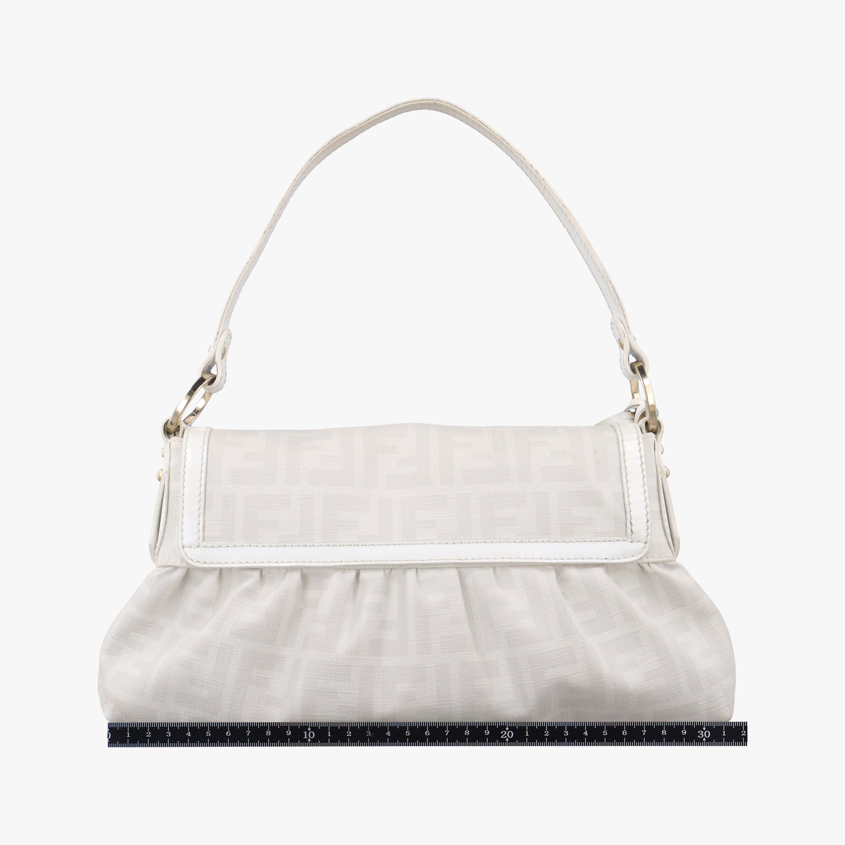 Pre-owned Fendi Tobacco Zucca Chef White PVC coated canvas 8BR445 shoulderbag | stylenewstar