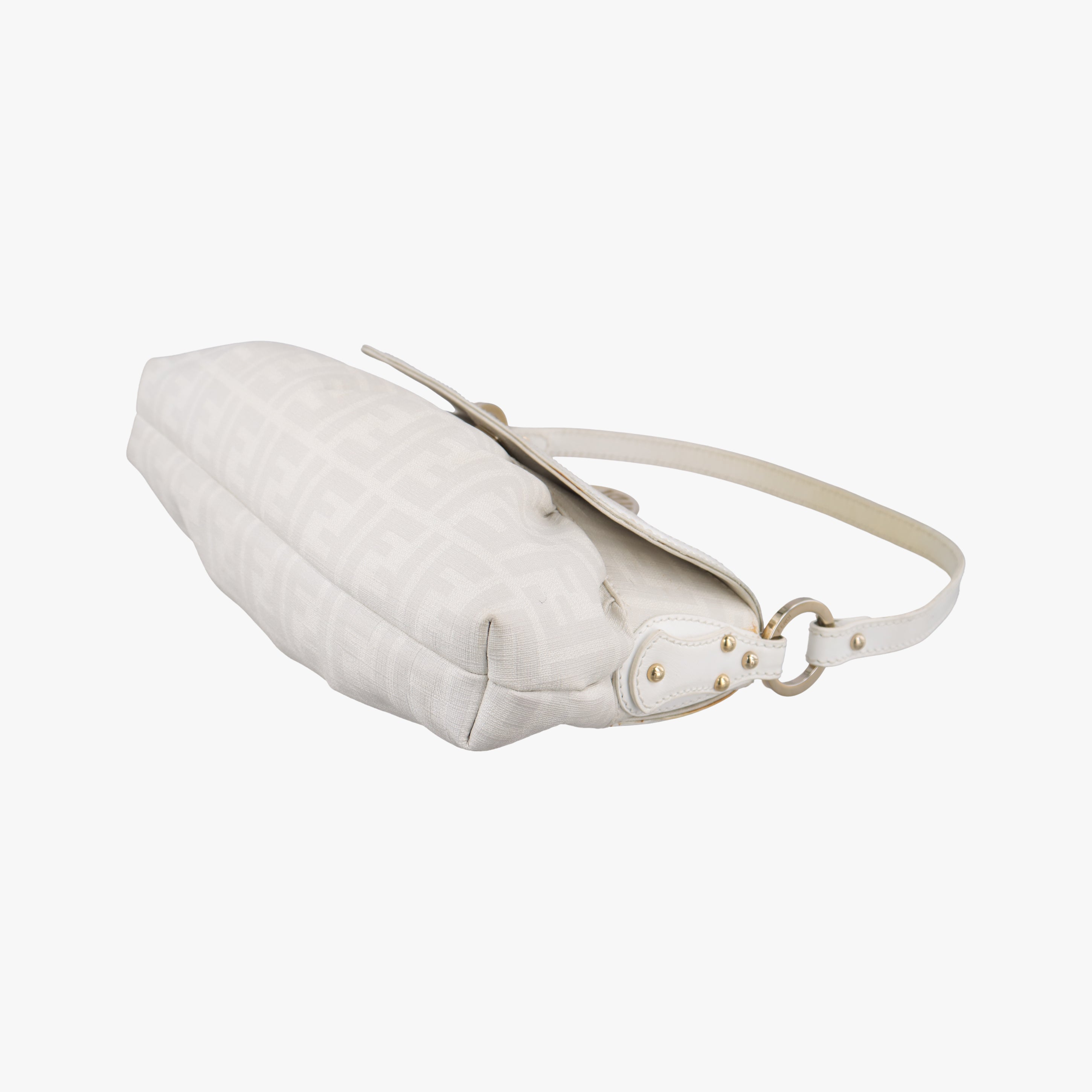 Pre-owned Fendi Tobacco Zucca Chef White PVC coated canvas 8BR445 shoulderbag | stylenewstar