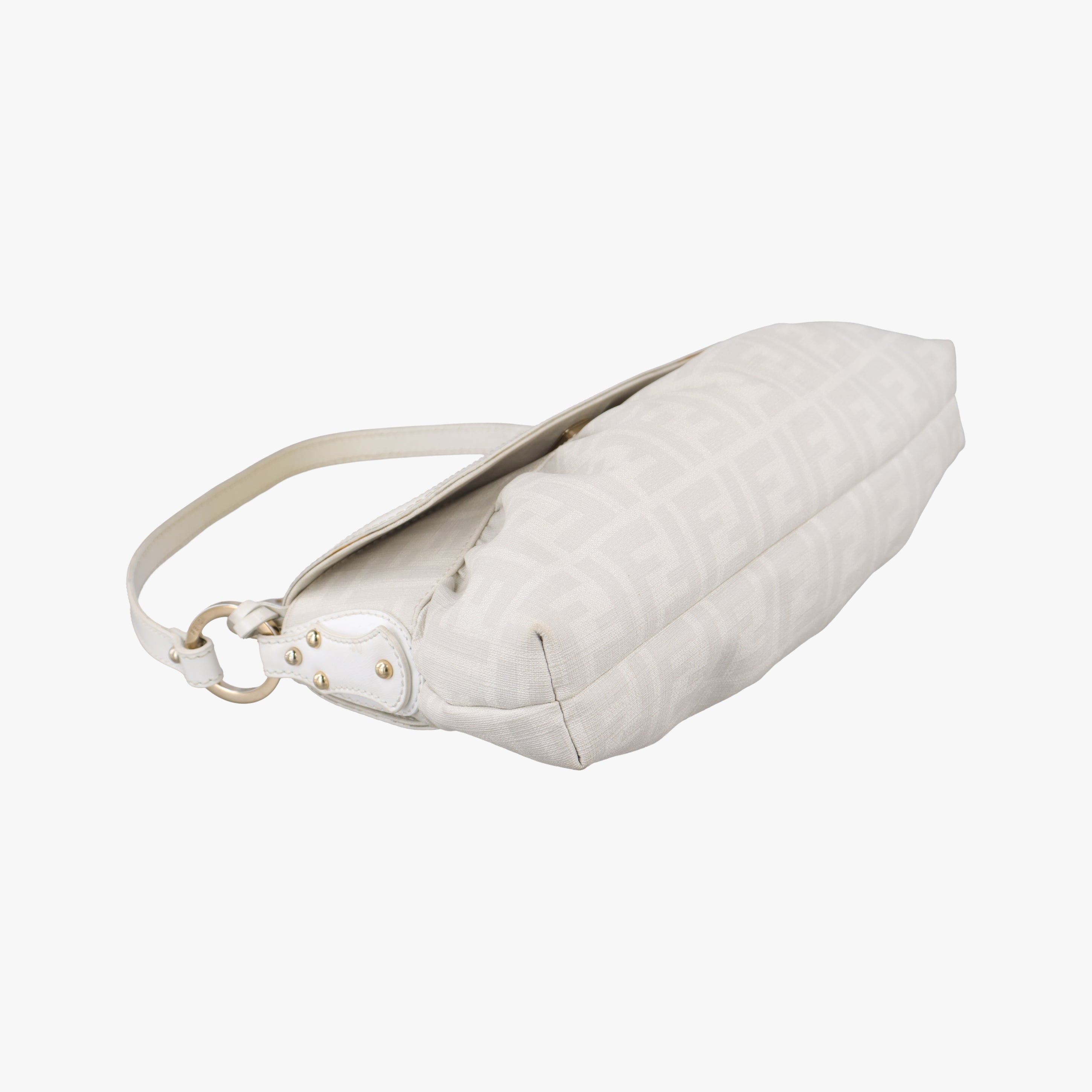 Pre-owned Fendi Tobacco Zucca Chef White PVC coated canvas 8BR445 shoulderbag | stylenewstar