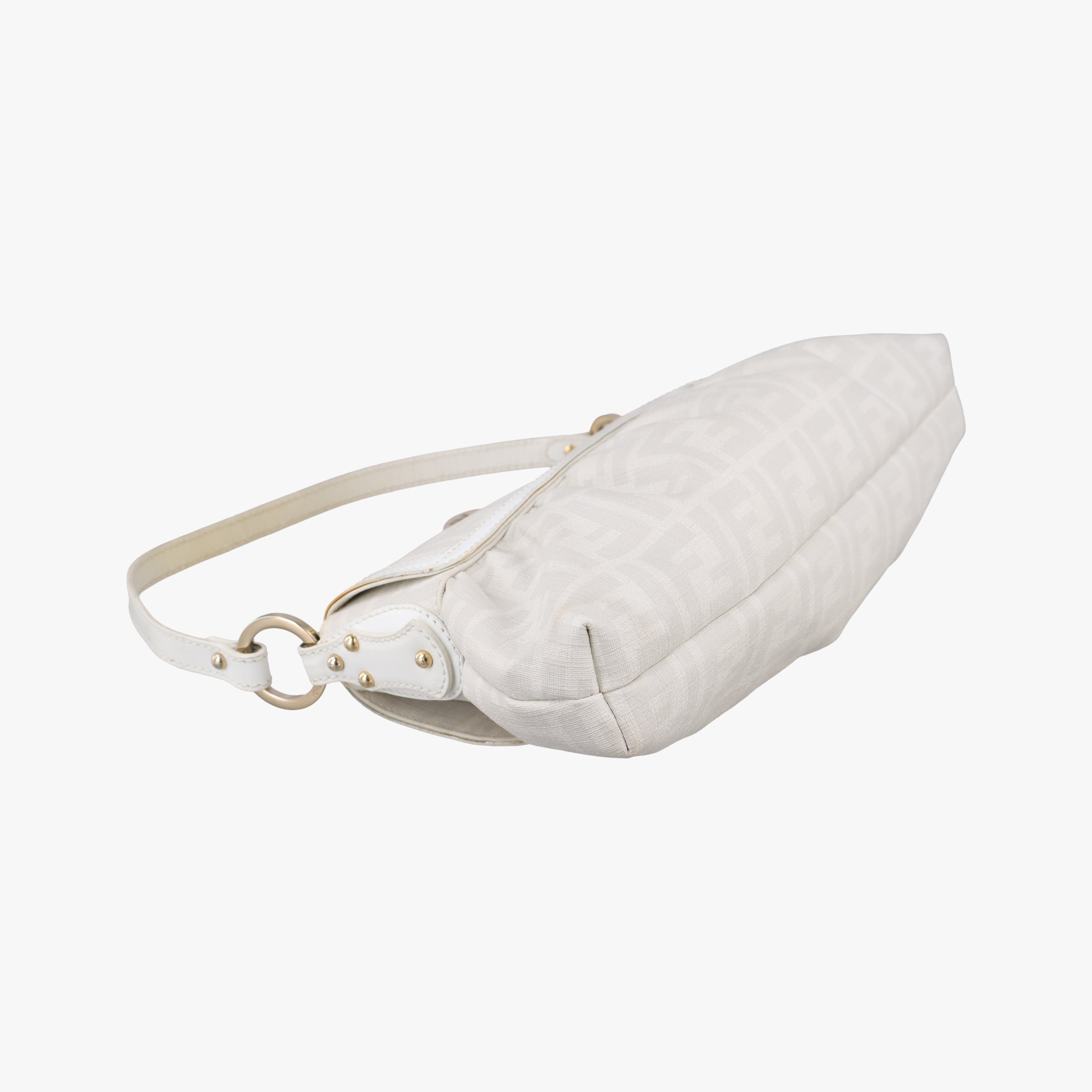 Pre-owned Fendi Tobacco Zucca Chef White PVC coated canvas 8BR445 shoulderbag | stylenewstar