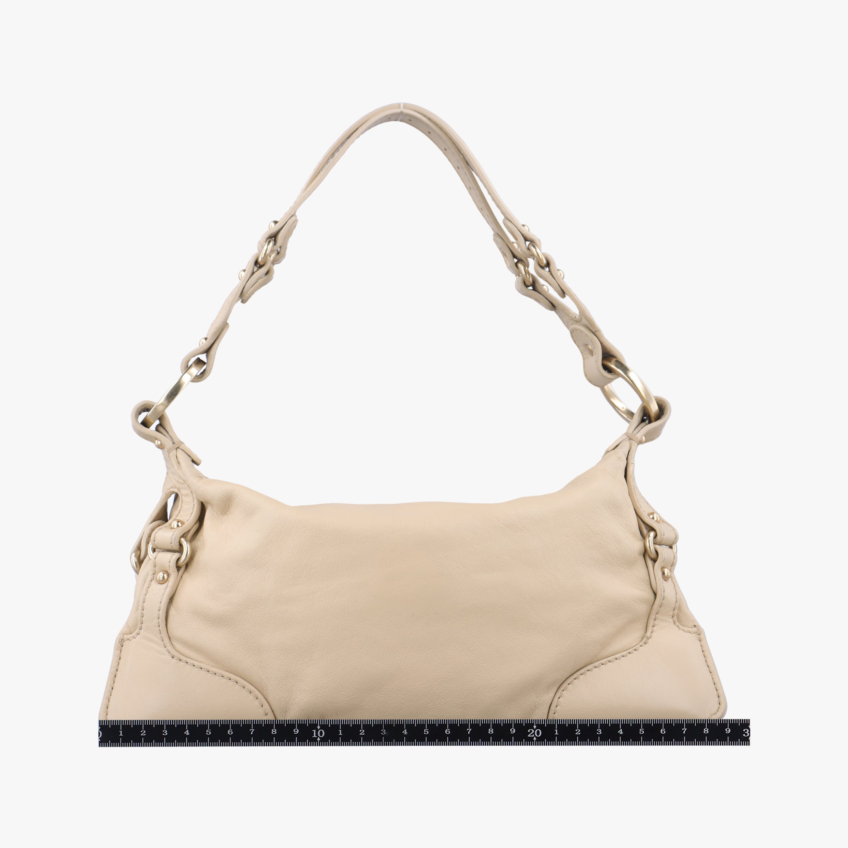 Pre-owned Fendi Vintage Knot Beige Leather 8BR414 shoulderbag | stylenewstar