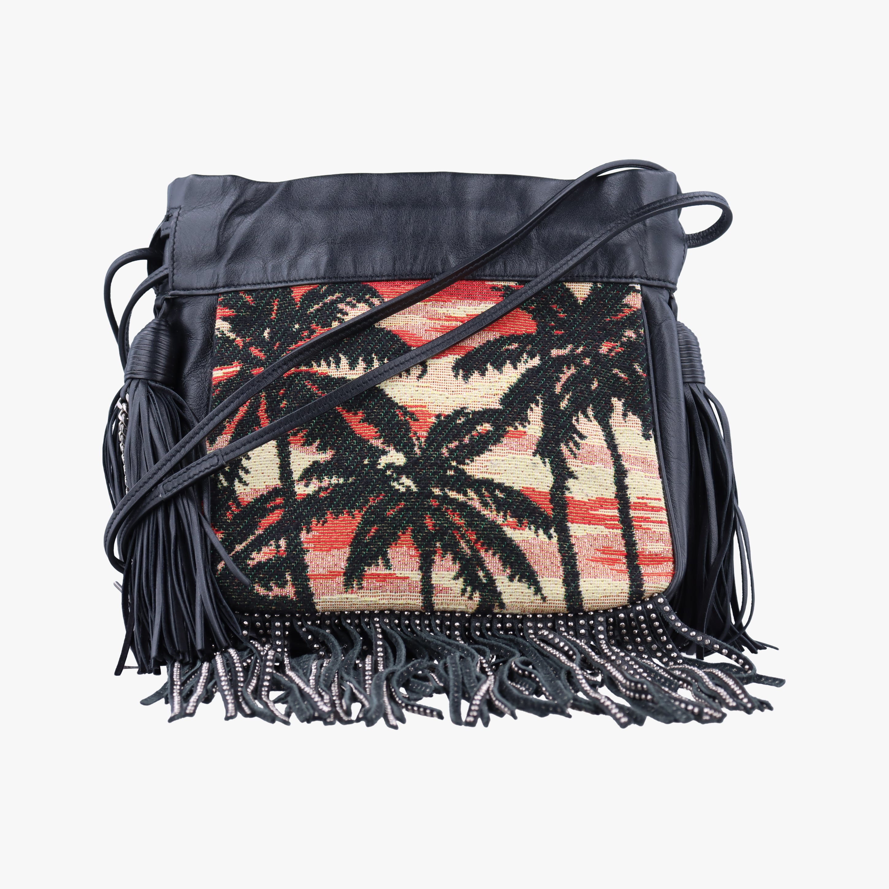 Pre-owned Yves Saint Laurent Helena Fringed Bucket Multicolour Canvas × Leather 412691 shoulderbag | stylenewstar