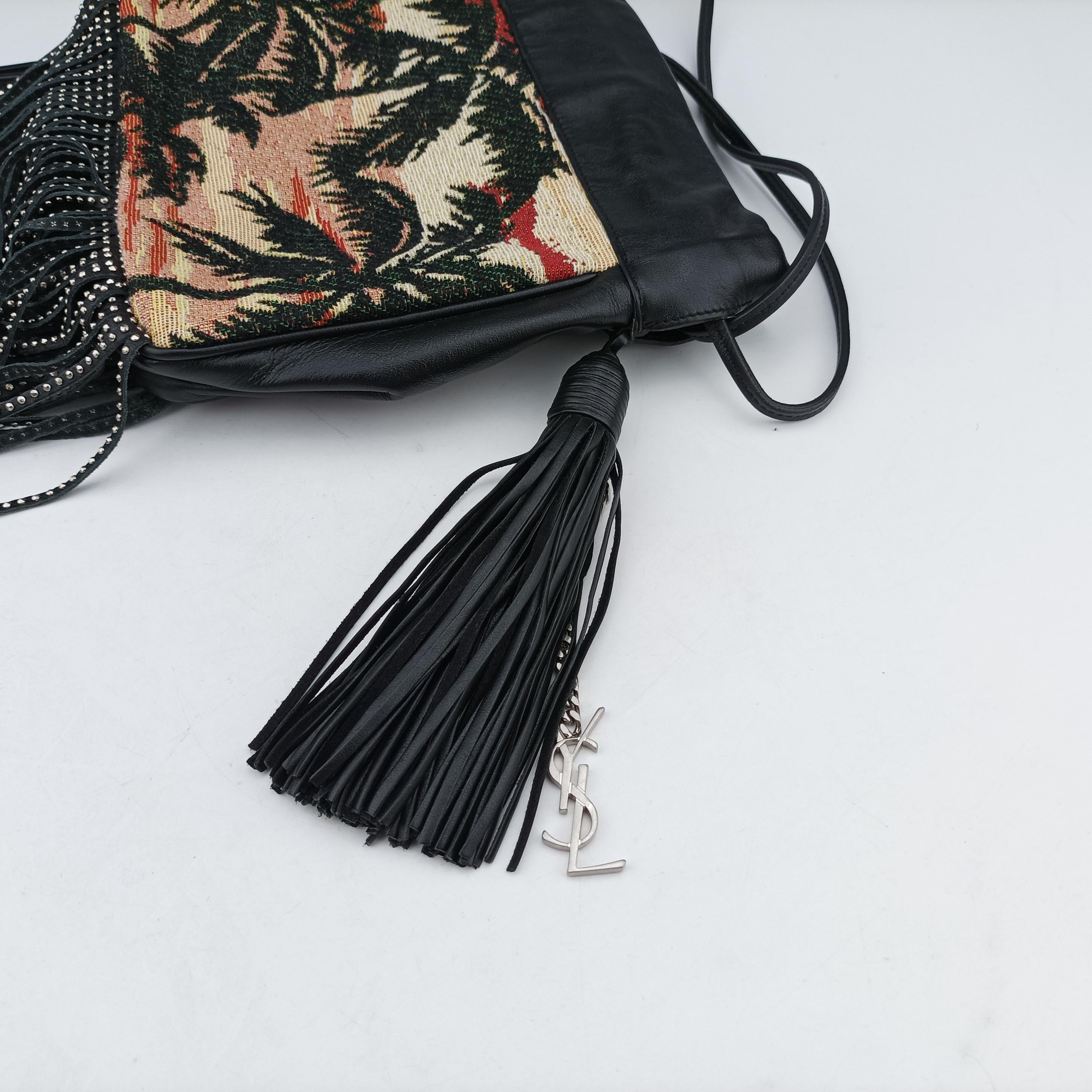 Pre-owned Yves Saint Laurent Helena Fringed Bucket Multicolour Canvas × Leather 412691 shoulderbag | stylenewstar