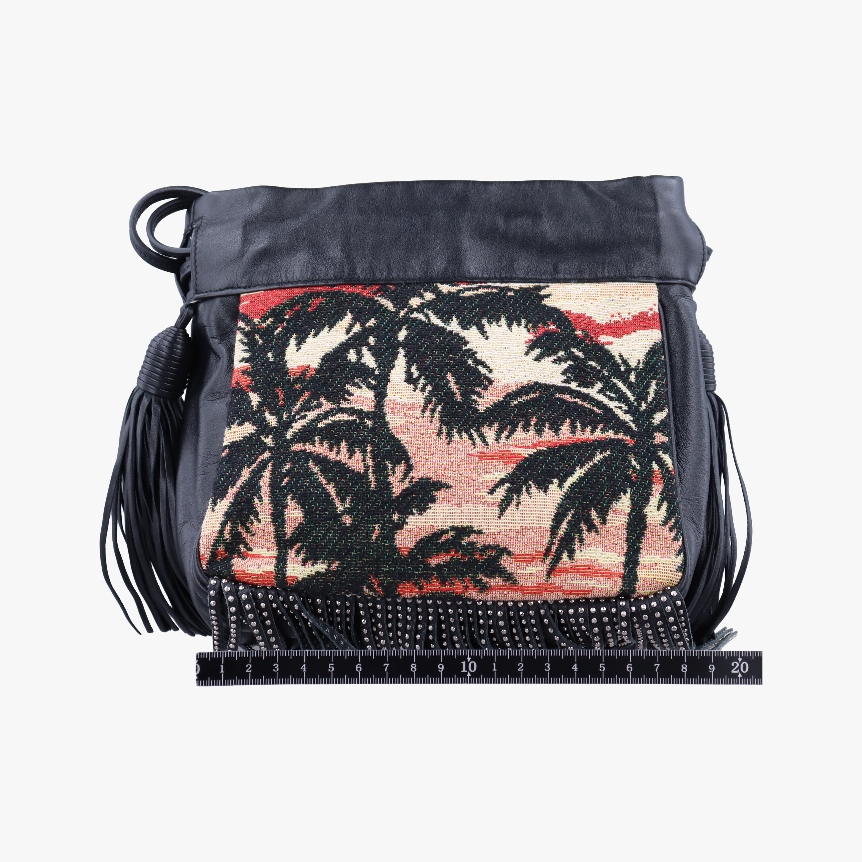 Pre-owned Yves Saint Laurent Helena Fringed Bucket Multicolour Canvas × Leather 412691 shoulderbag | stylenewstar