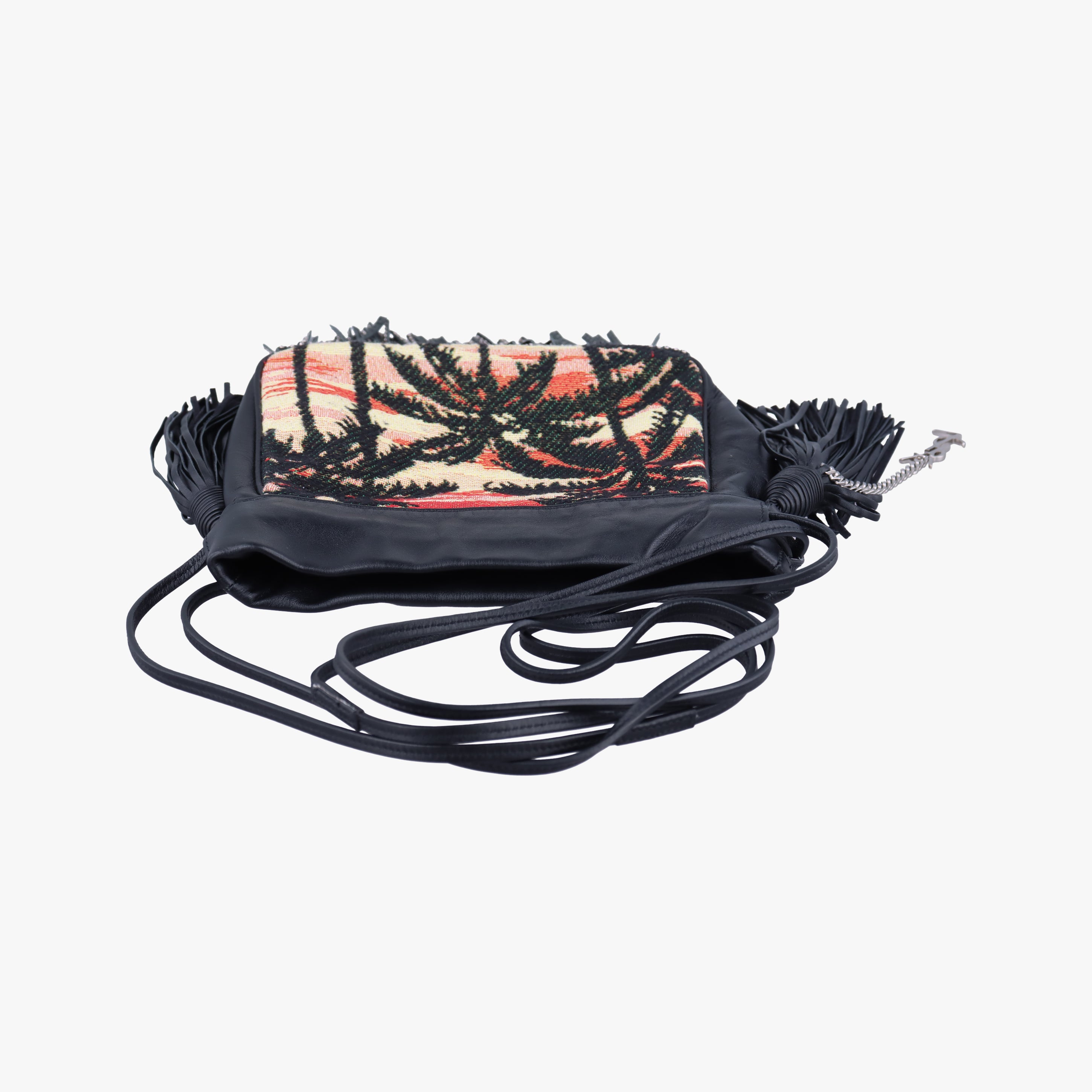 Pre-owned Yves Saint Laurent Helena Fringed Bucket Multicolour Canvas × Leather 412691 shoulderbag | stylenewstar