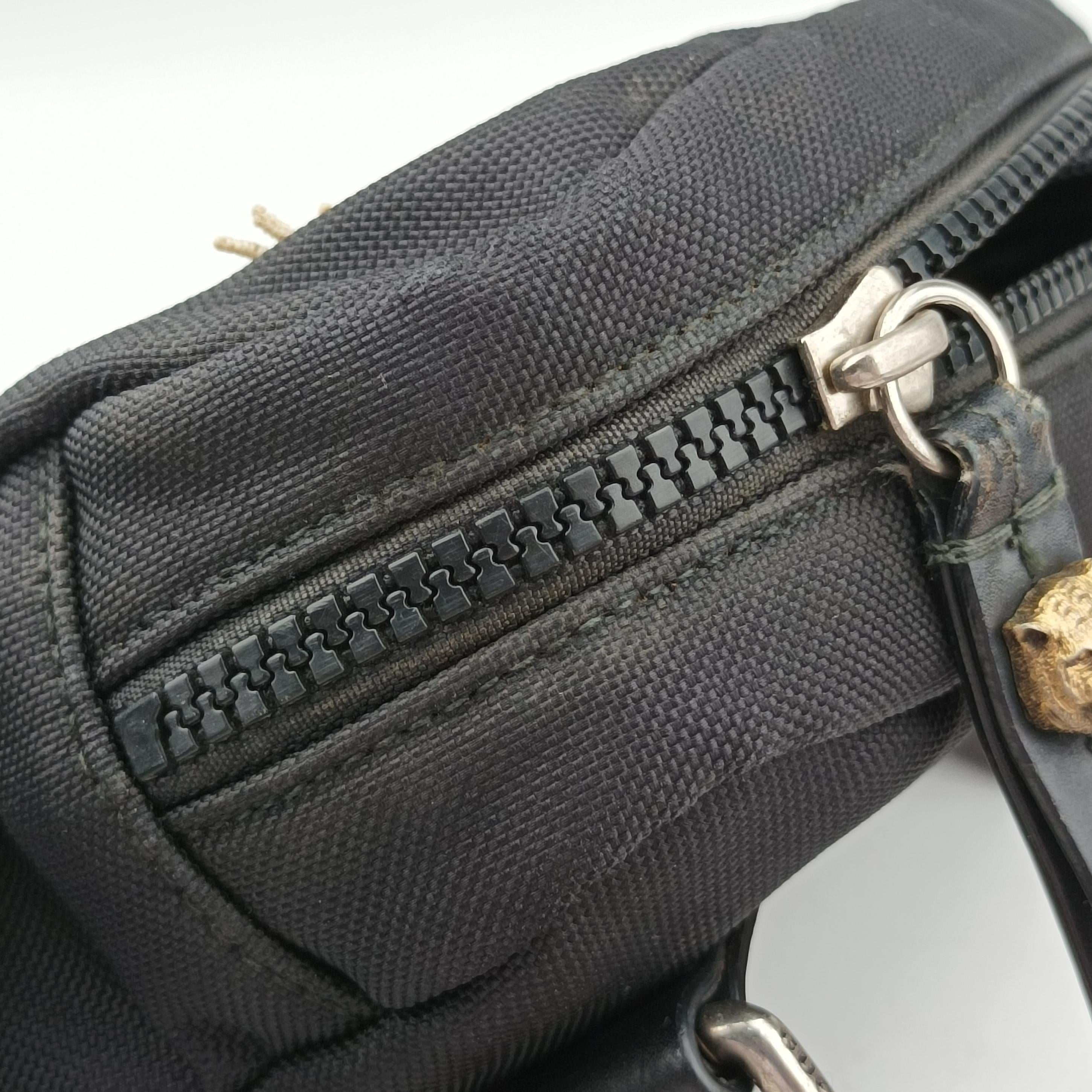 Pre-owned Gucci Tiger Embroidered Web Messenger Black×Multicolour nylon 523323 shoulderbag | stylenewstar