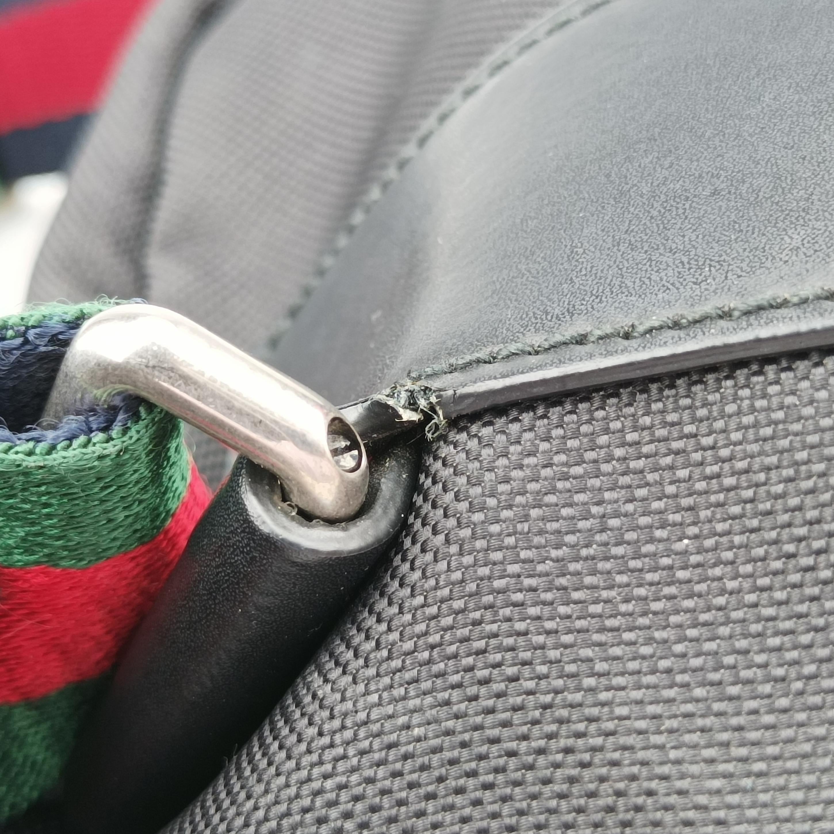 Pre-owned Gucci Tiger Embroidered Web Messenger Black×Multicolour nylon 523323 shoulderbag | stylenewstar