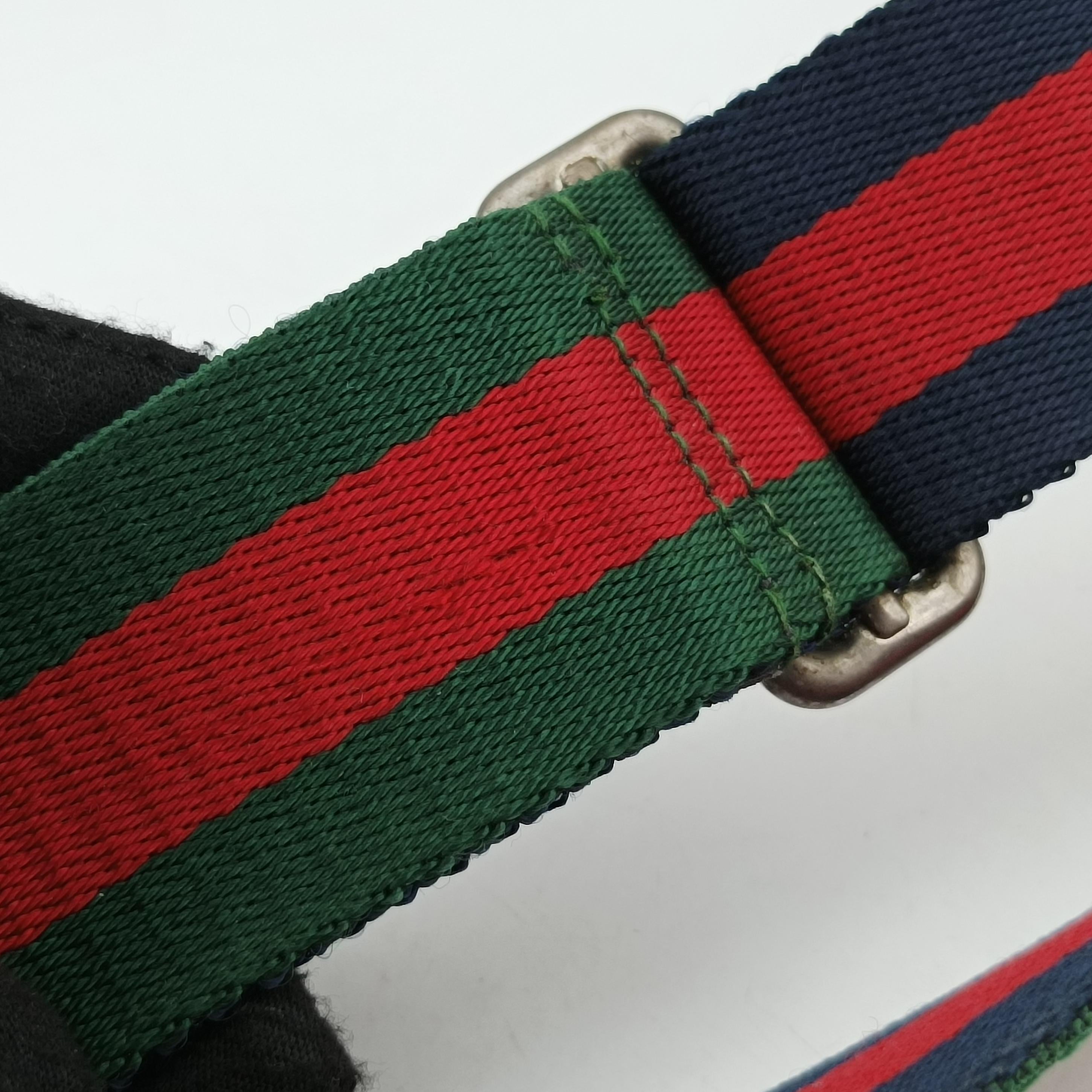 Pre-owned Gucci Tiger Embroidered Web Messenger Black×Multicolour nylon 523323 shoulderbag | stylenewstar