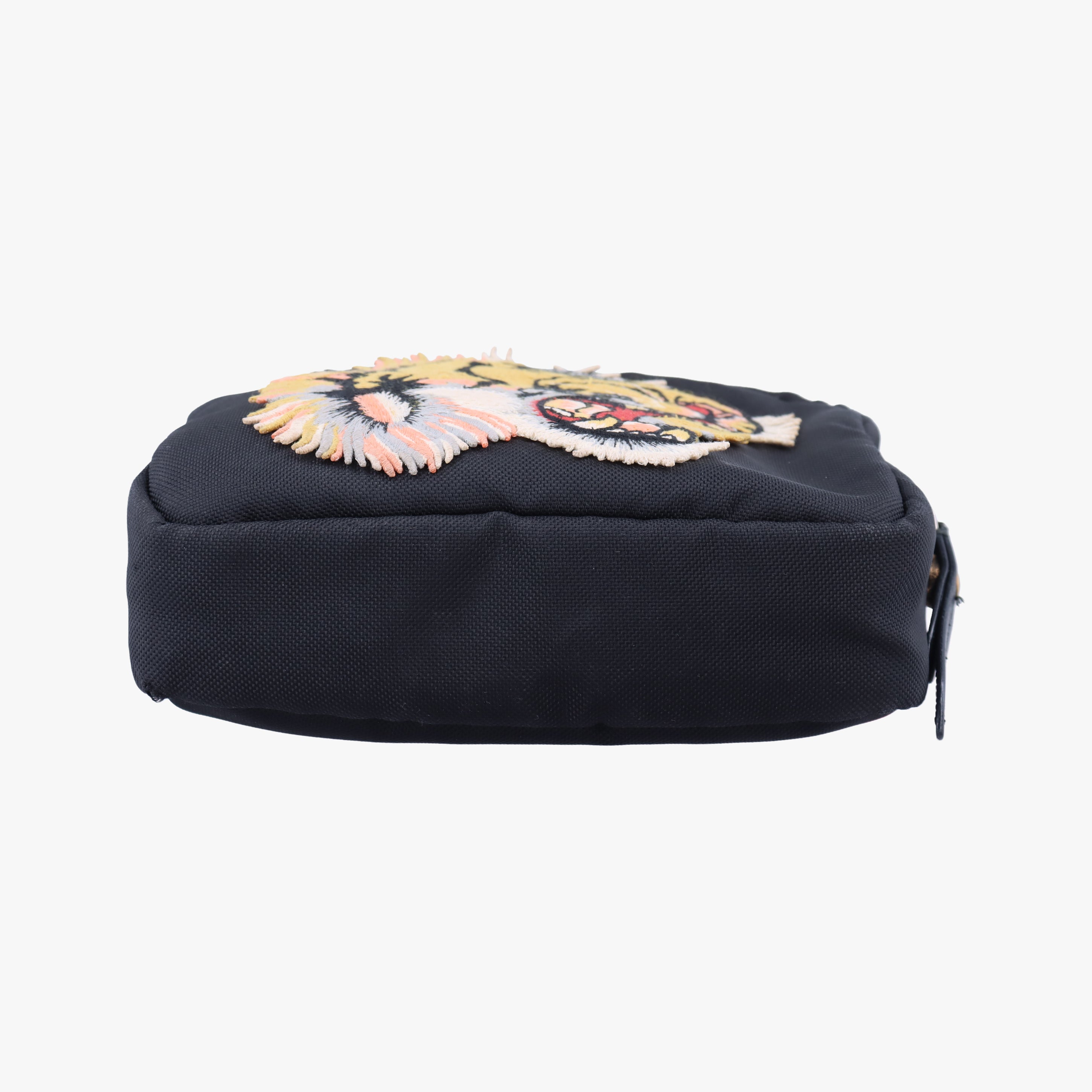 Pre-owned Gucci Tiger Embroidered Web Messenger Black×Multicolour nylon 523323 shoulderbag | stylenewstar
