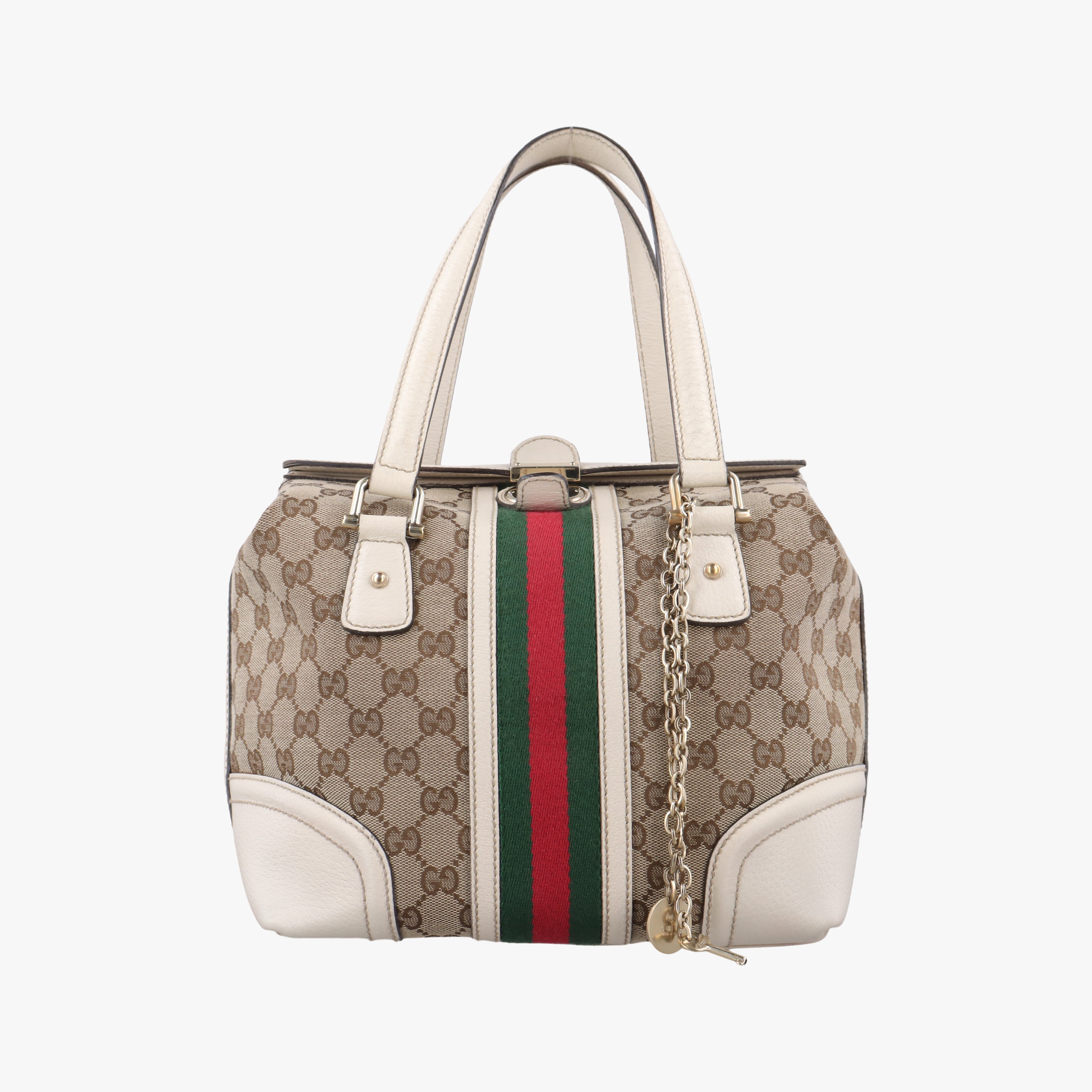 Vintage Gucci Guccissima Treasure Ivory×Beige canvas×leather 146002 handbag | stylenewstar