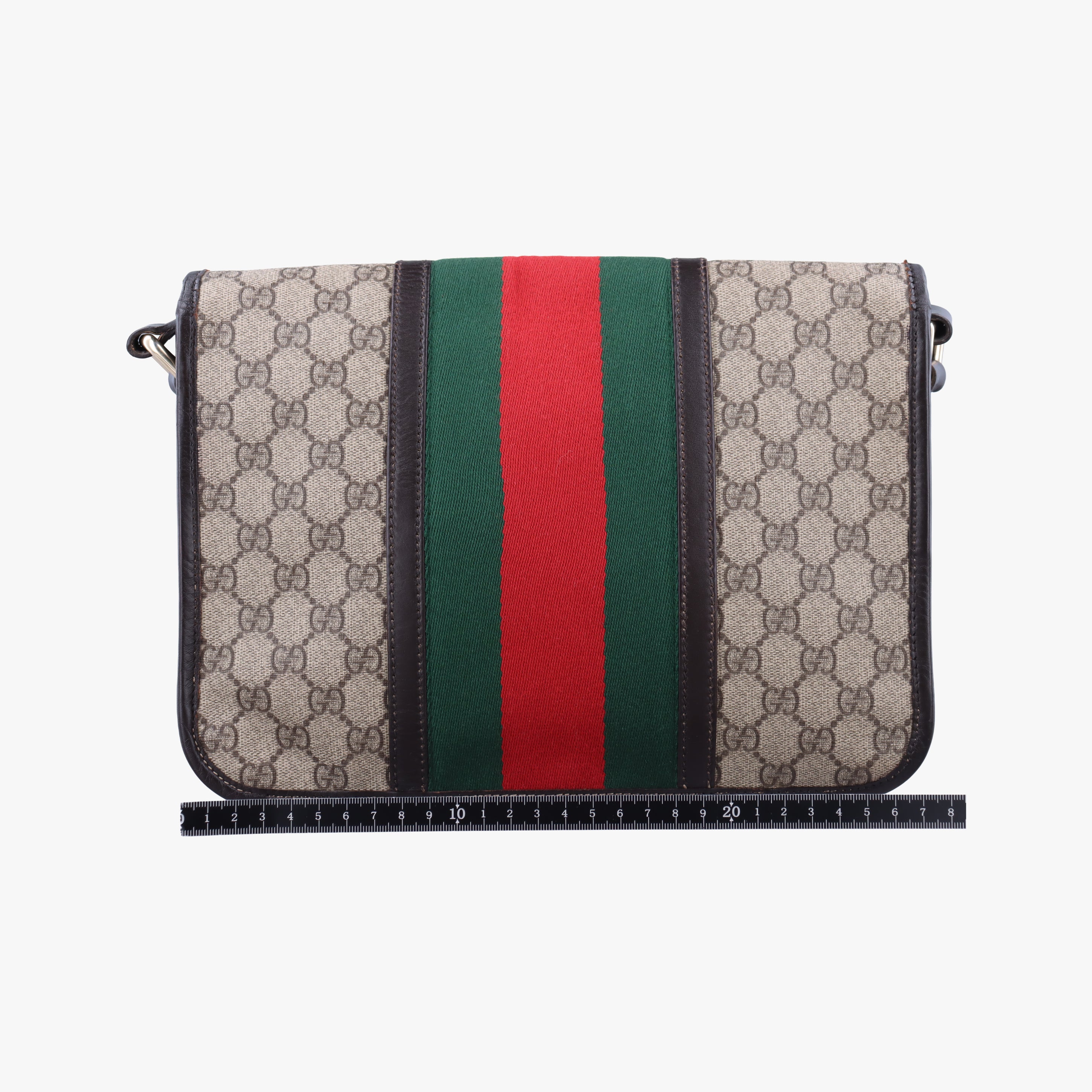 Vintage Gucci GG Supreme brown×red×green Canvas 211130 shoulderbag | stylenewstar