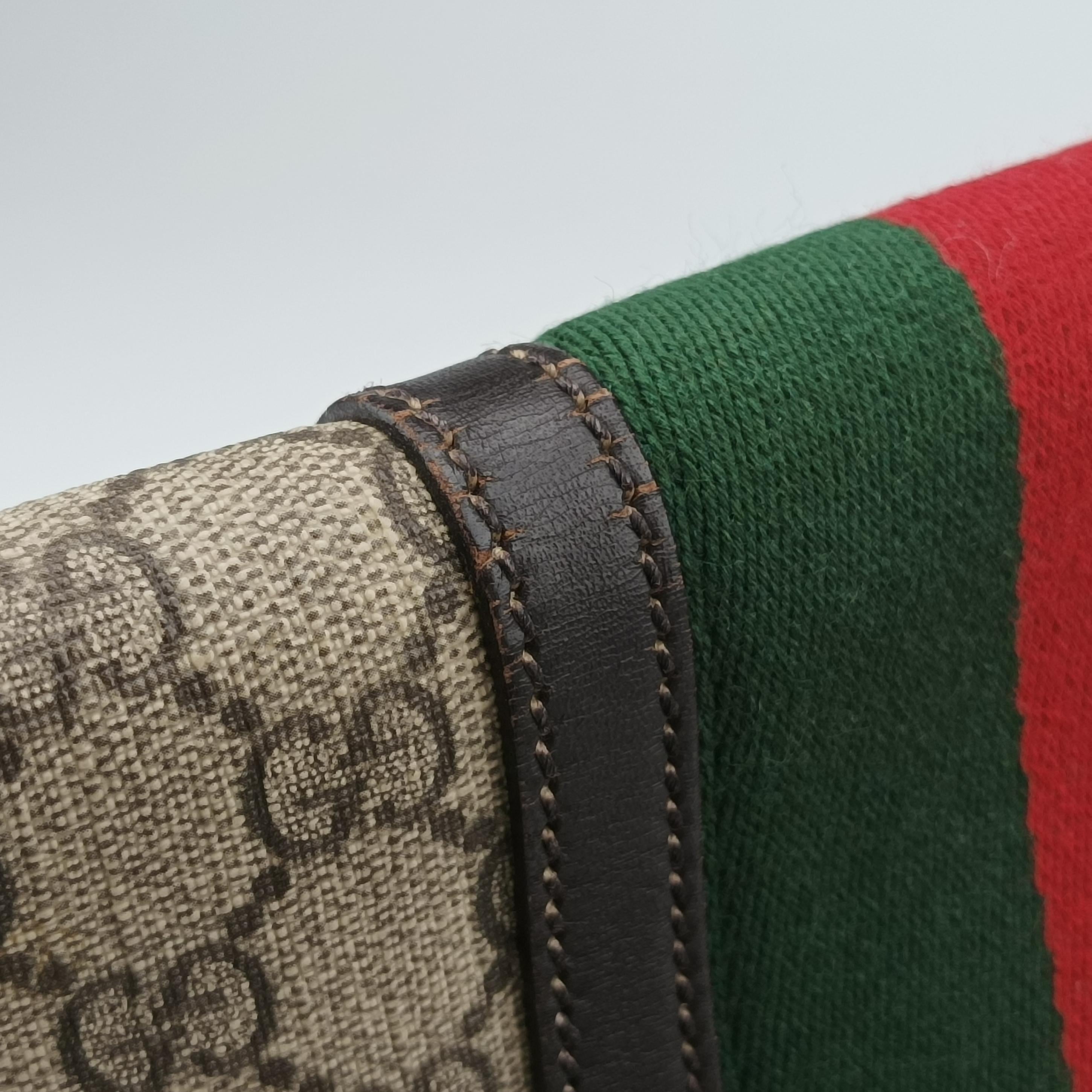 Vintage Gucci GG Supreme brown×red×green Canvas 211130 shoulderbag | stylenewstar