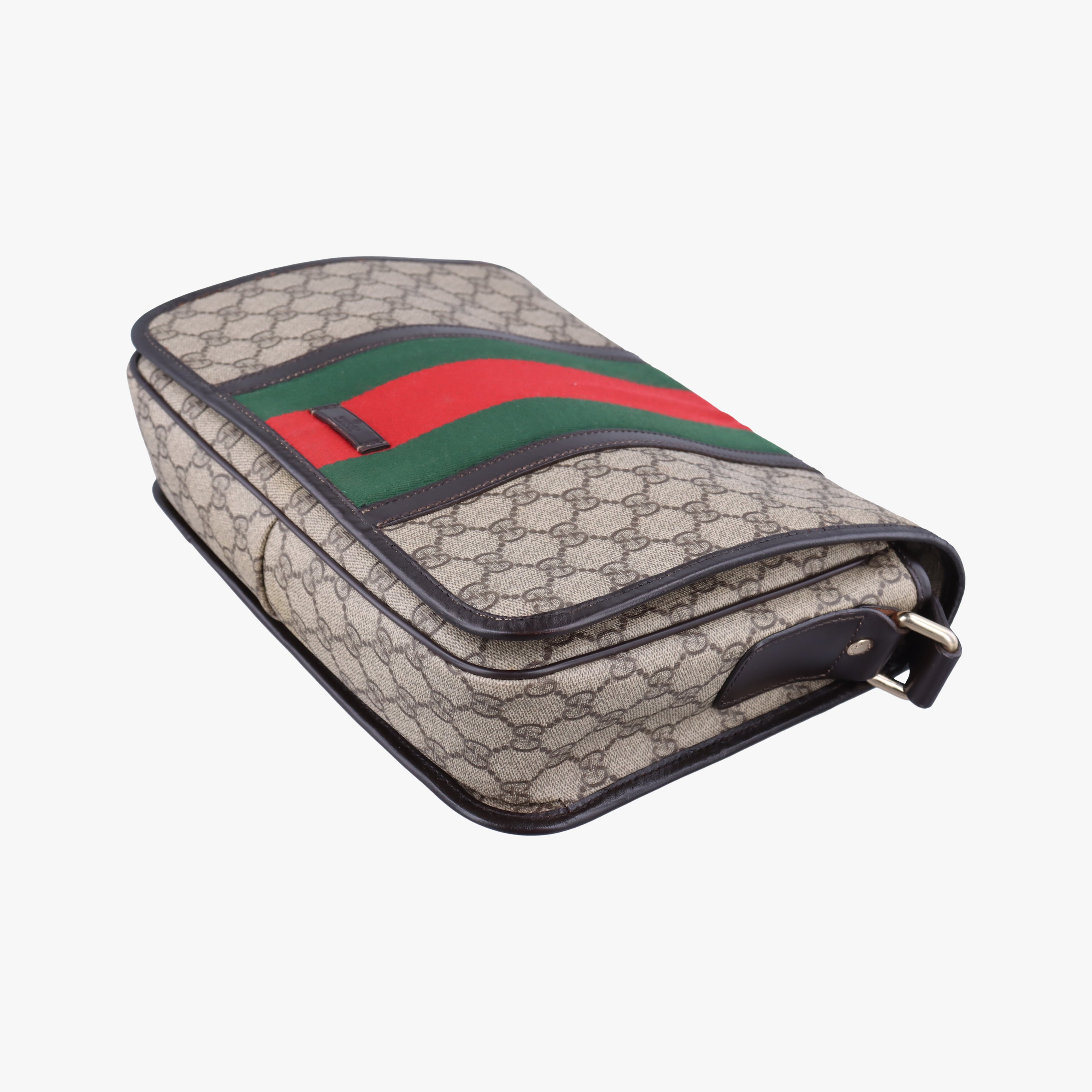 Vintage Gucci GG Supreme brown×red×green Canvas 211130 shoulderbag | stylenewstar