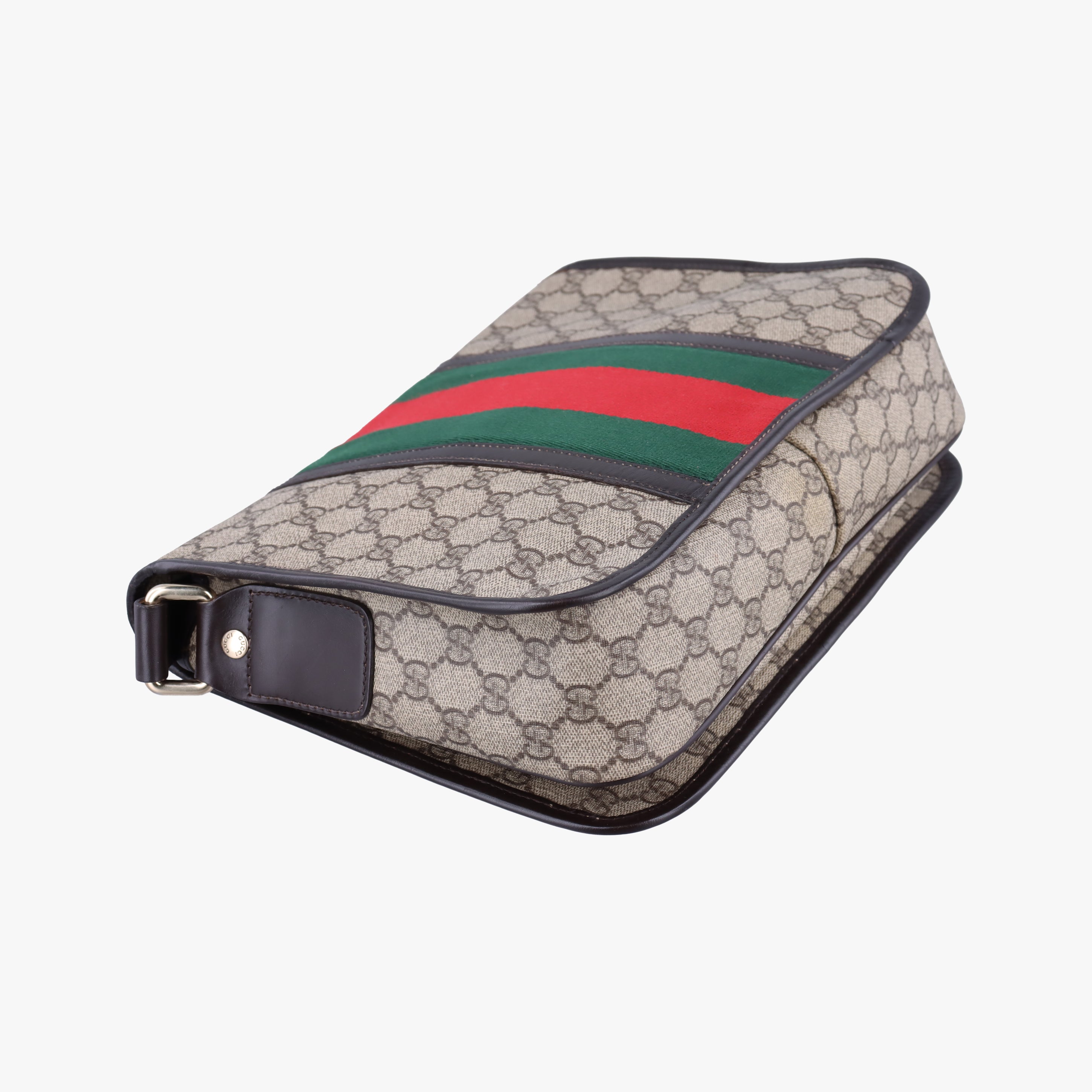 Vintage Gucci GG Supreme brown×red×green Canvas 211130 shoulderbag | stylenewstar