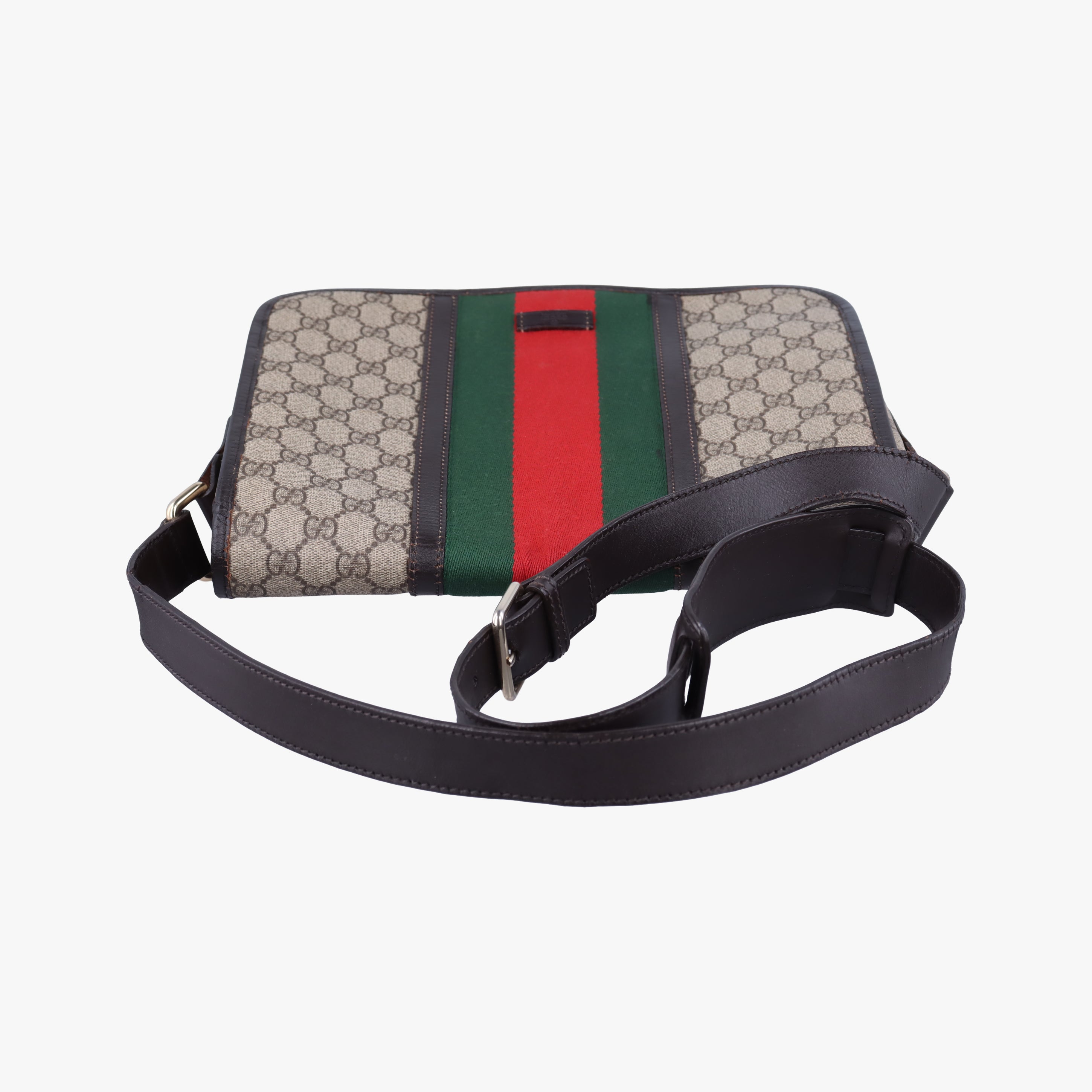 Vintage Gucci GG Supreme brown×red×green Canvas 211130 shoulderbag | stylenewstar