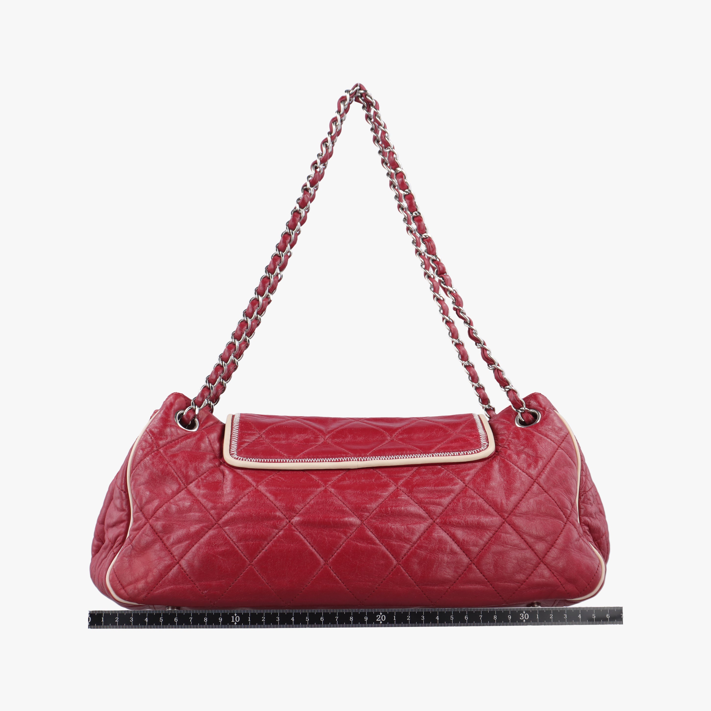 Pre-owned Chanel East West Burgundy lambskin×leather A37694 shoulderbag | stylenewstar