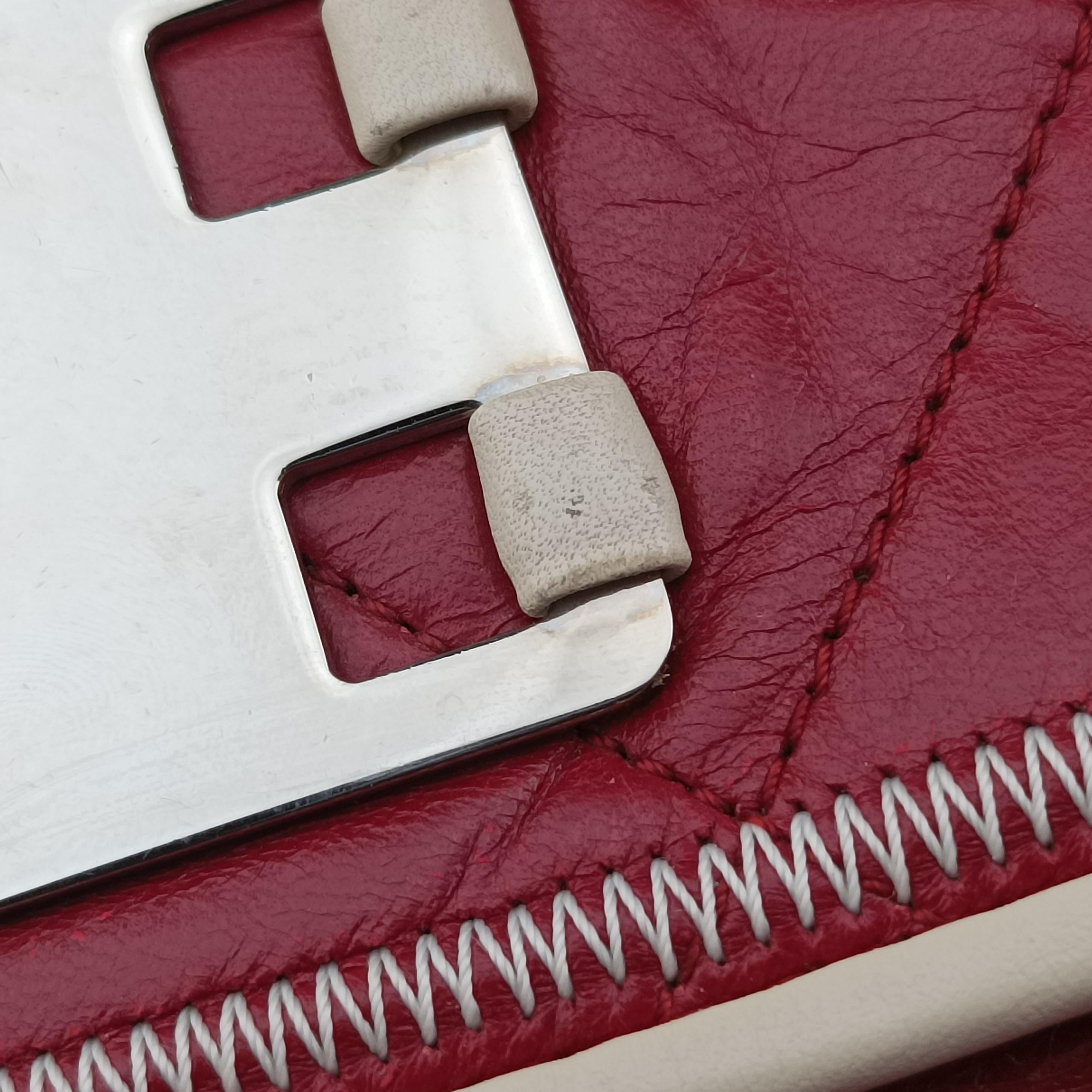 Pre-owned Chanel East West Burgundy lambskin×leather A37694 shoulderbag | stylenewstar