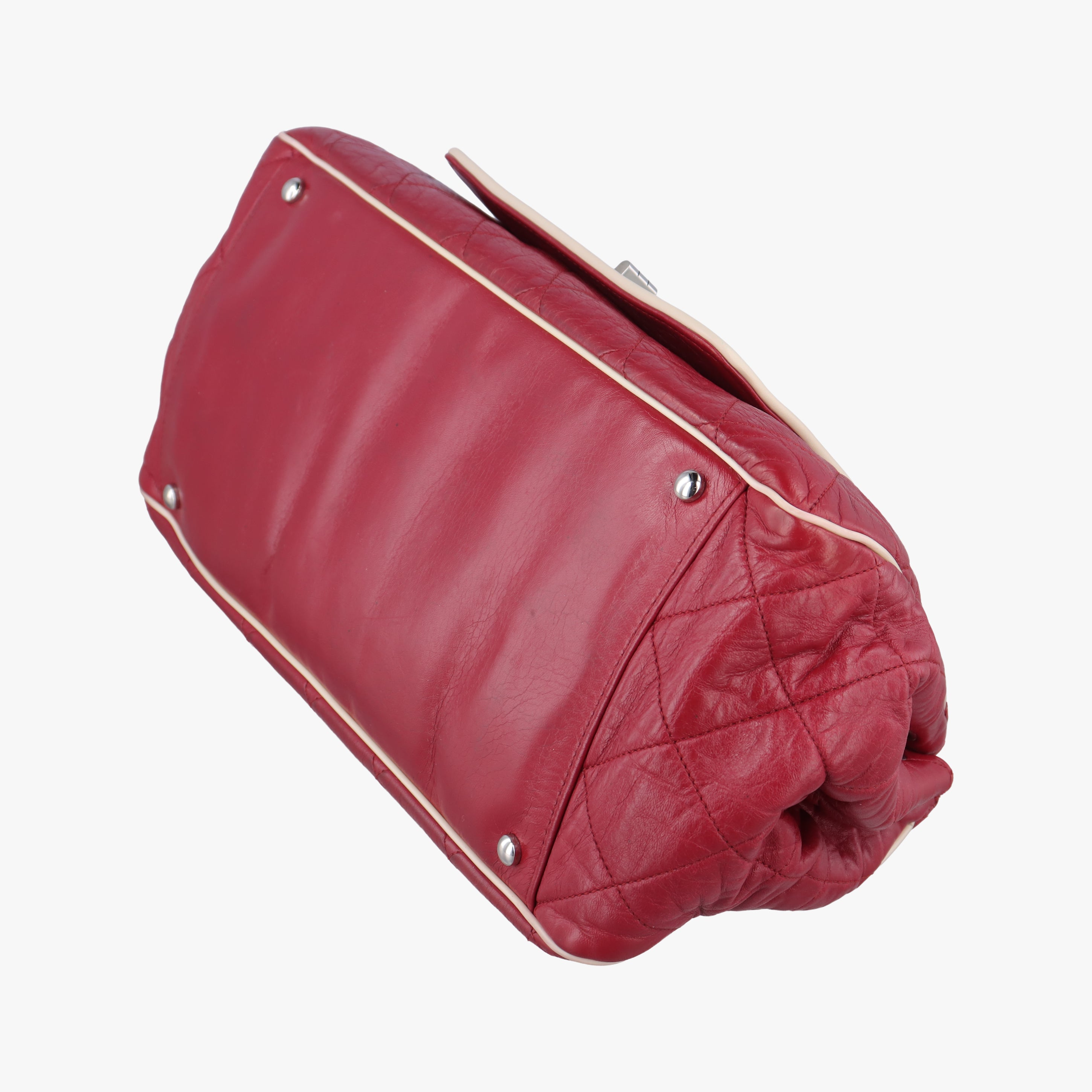 Pre-owned Chanel East West Burgundy lambskin×leather A37694 shoulderbag | stylenewstar