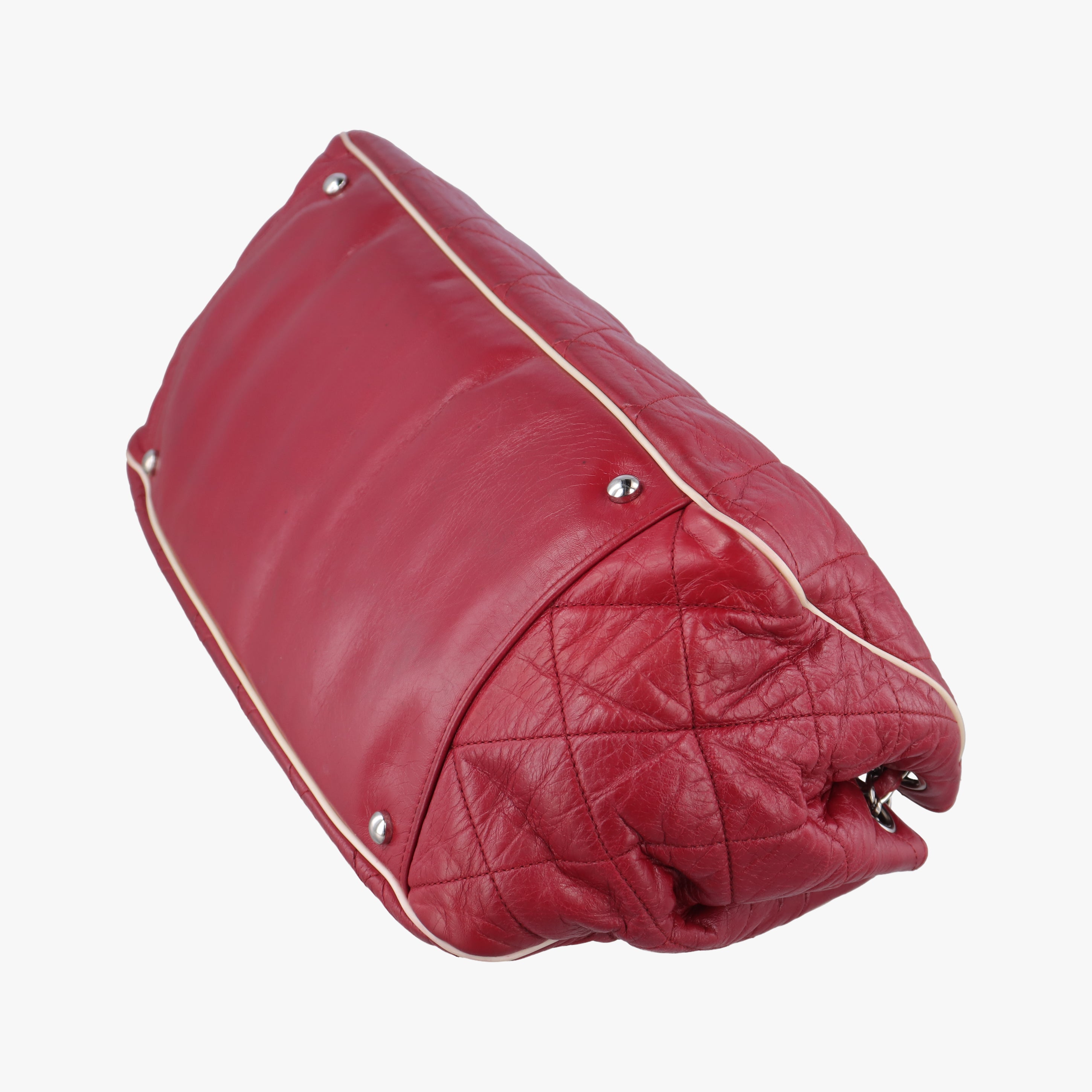 Pre-owned Chanel East West Burgundy lambskin×leather A37694 shoulderbag | stylenewstar