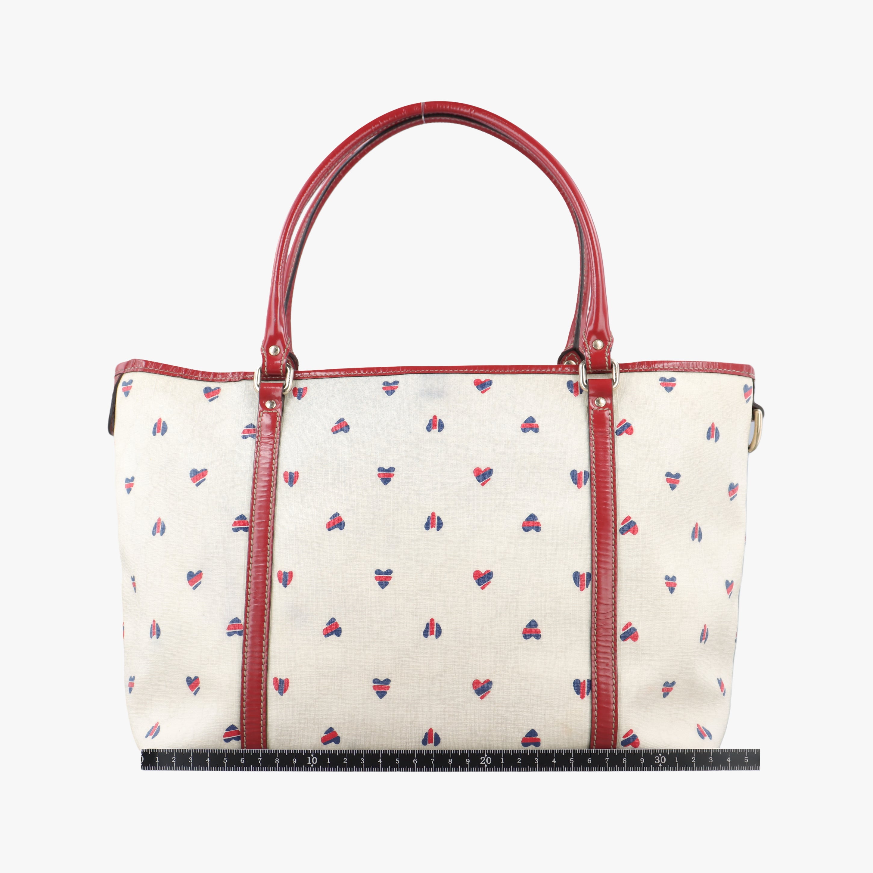 Vintage Gucci GG Supreme GG Plus heart flower White×red PVC coated canvas 197953 handbag | stylenewstar