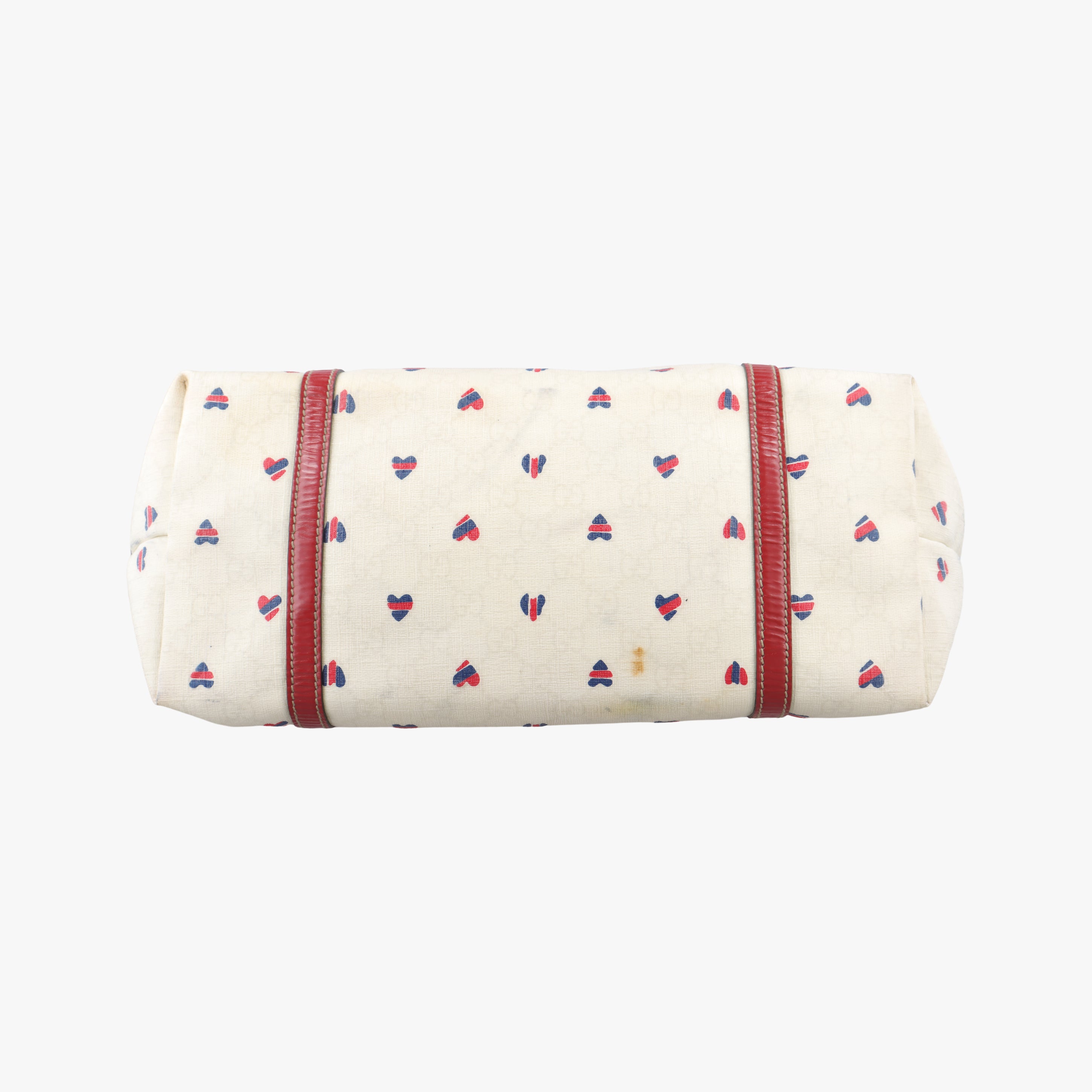 Vintage Gucci GG Supreme GG Plus heart flower White×red PVC coated canvas 197953 handbag | stylenewstar