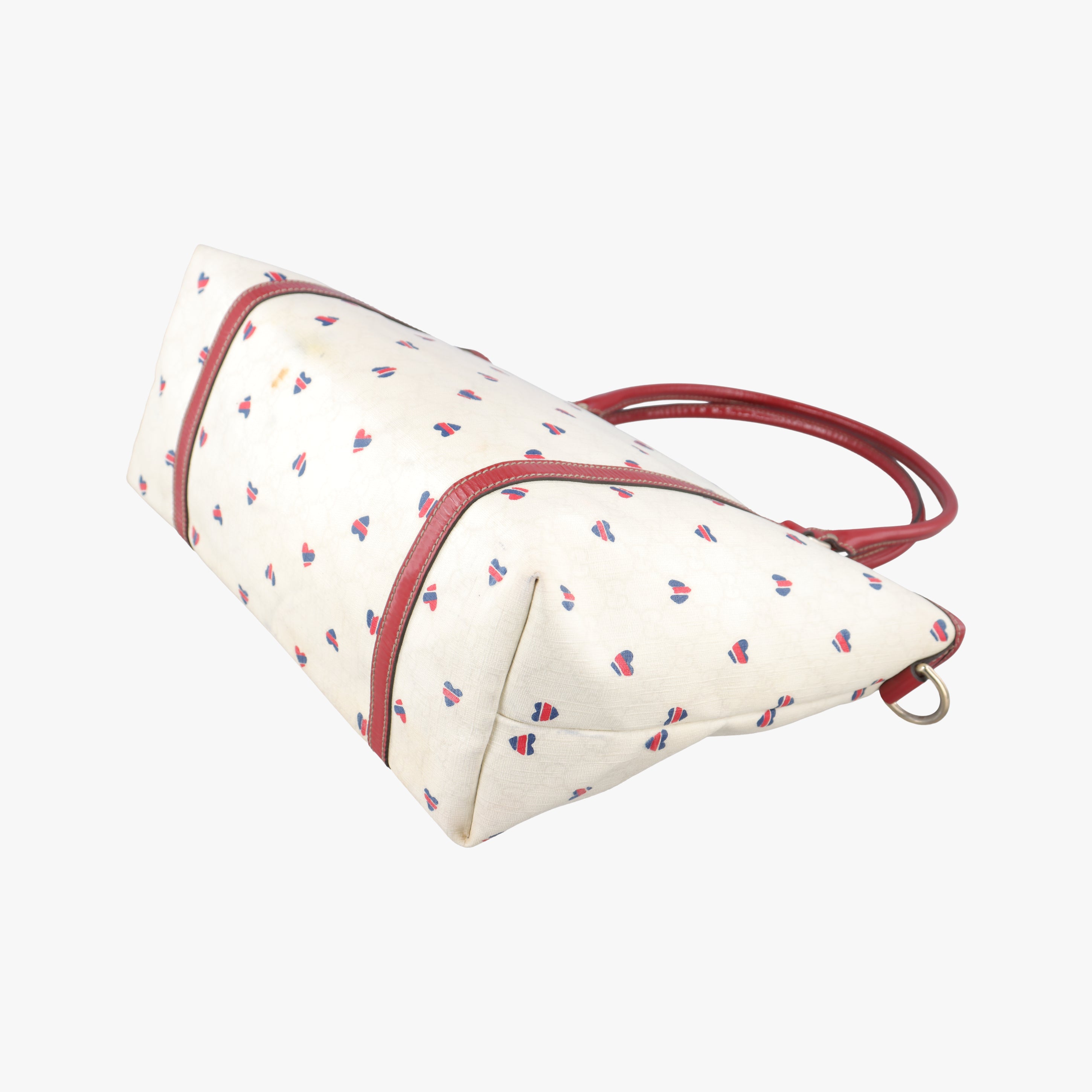 Vintage Gucci GG Supreme GG Plus heart flower White×red PVC coated canvas 197953 handbag | stylenewstar