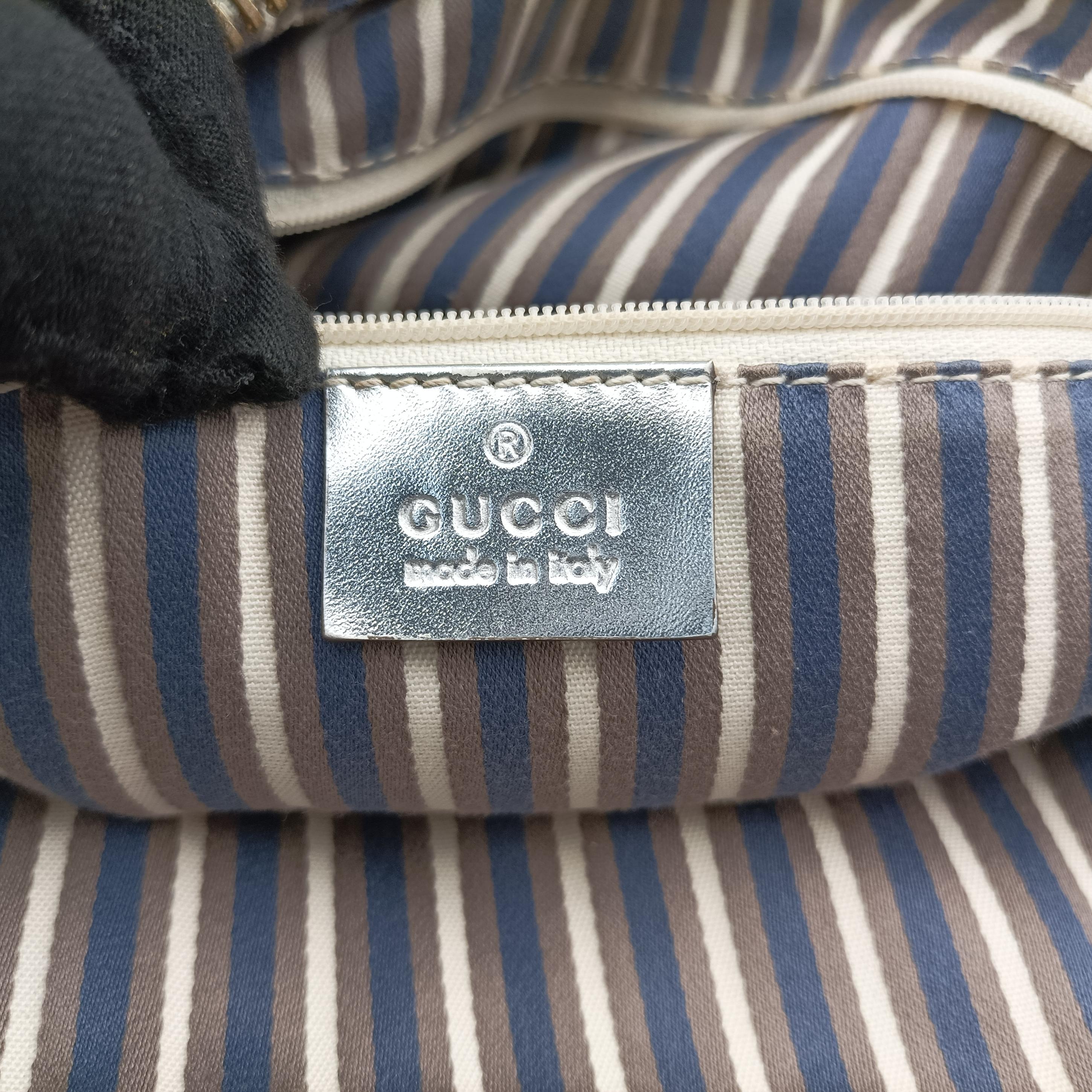 Pre-owned Gucci GG New Brit Silver canvas×leather 169971 handbag | stylenewstar