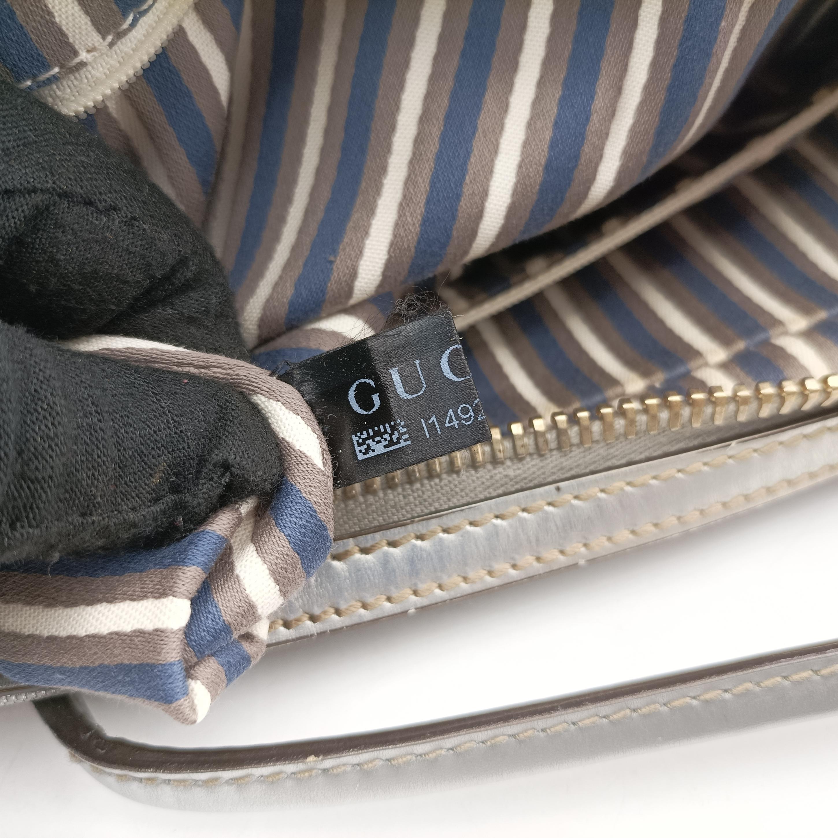 Pre-owned Gucci GG New Brit Silver canvas×leather 169971 handbag | stylenewstar