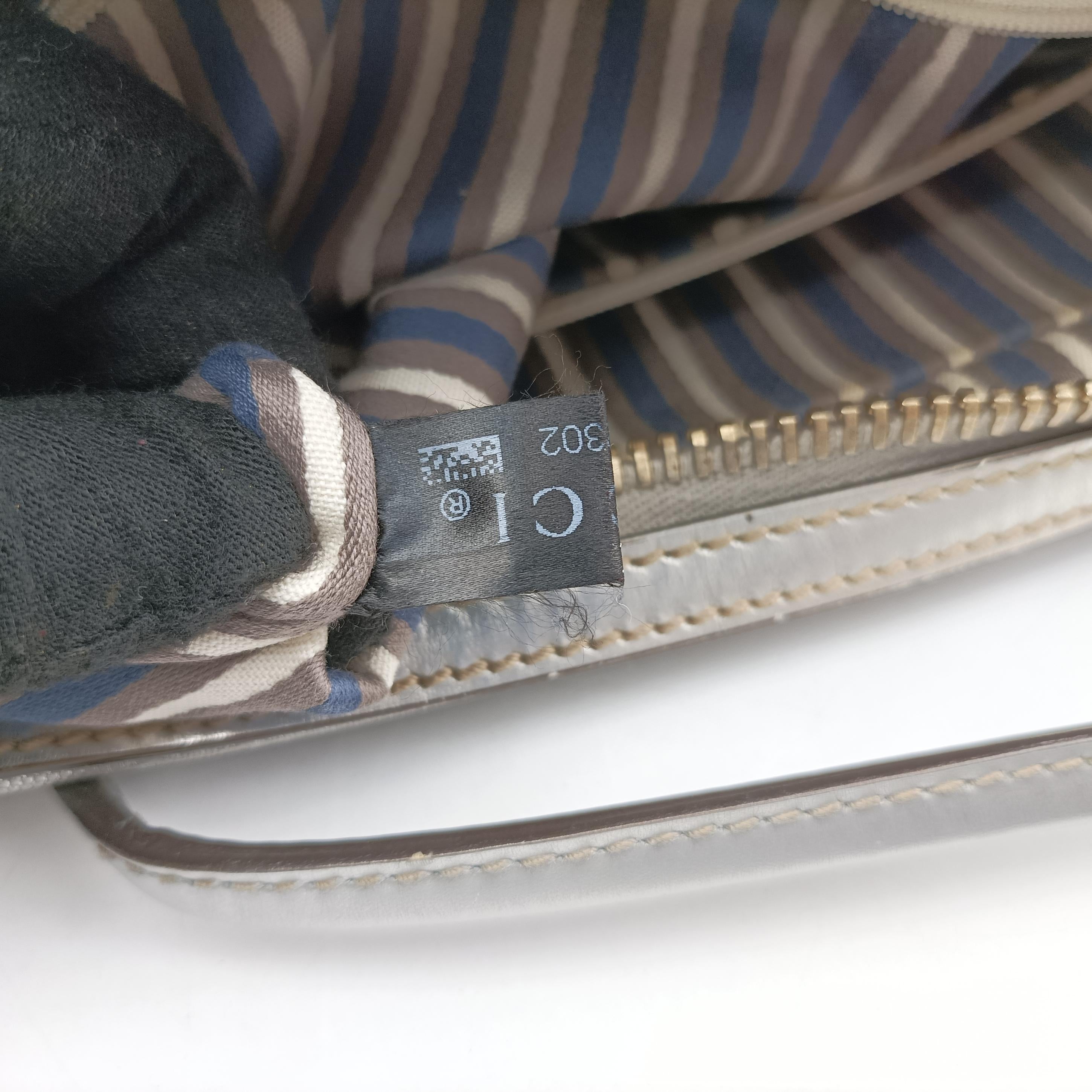 Pre-owned Gucci GG New Brit Silver canvas×leather 169971 handbag | stylenewstar