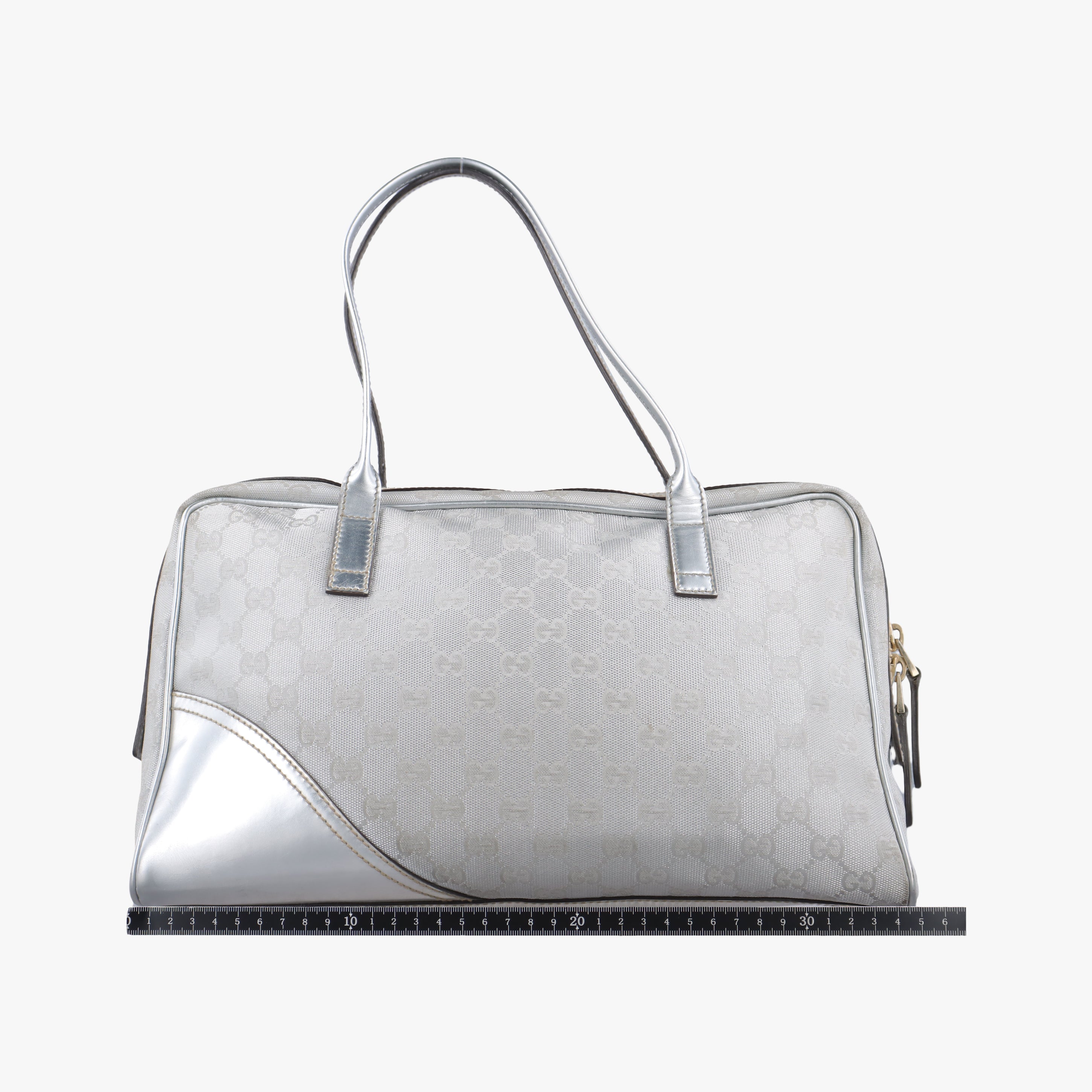 Pre-owned Gucci GG New Brit Silver canvas×leather 169971 handbag | stylenewstar