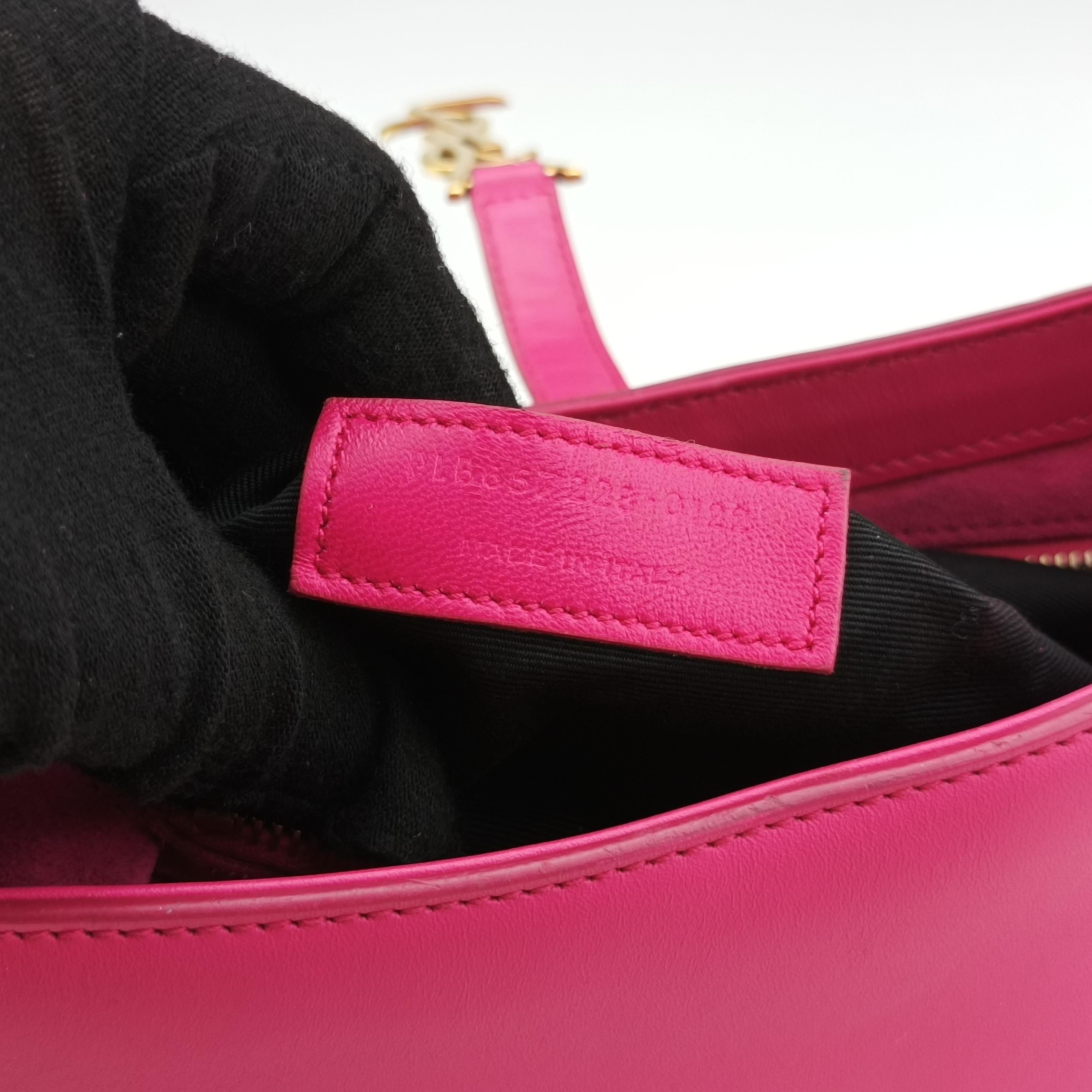 Pre-owned Yves Saint Laurent LE 5 a 7Mini Hobo Rose Leather 567228 shoulderbag | stylenewstar