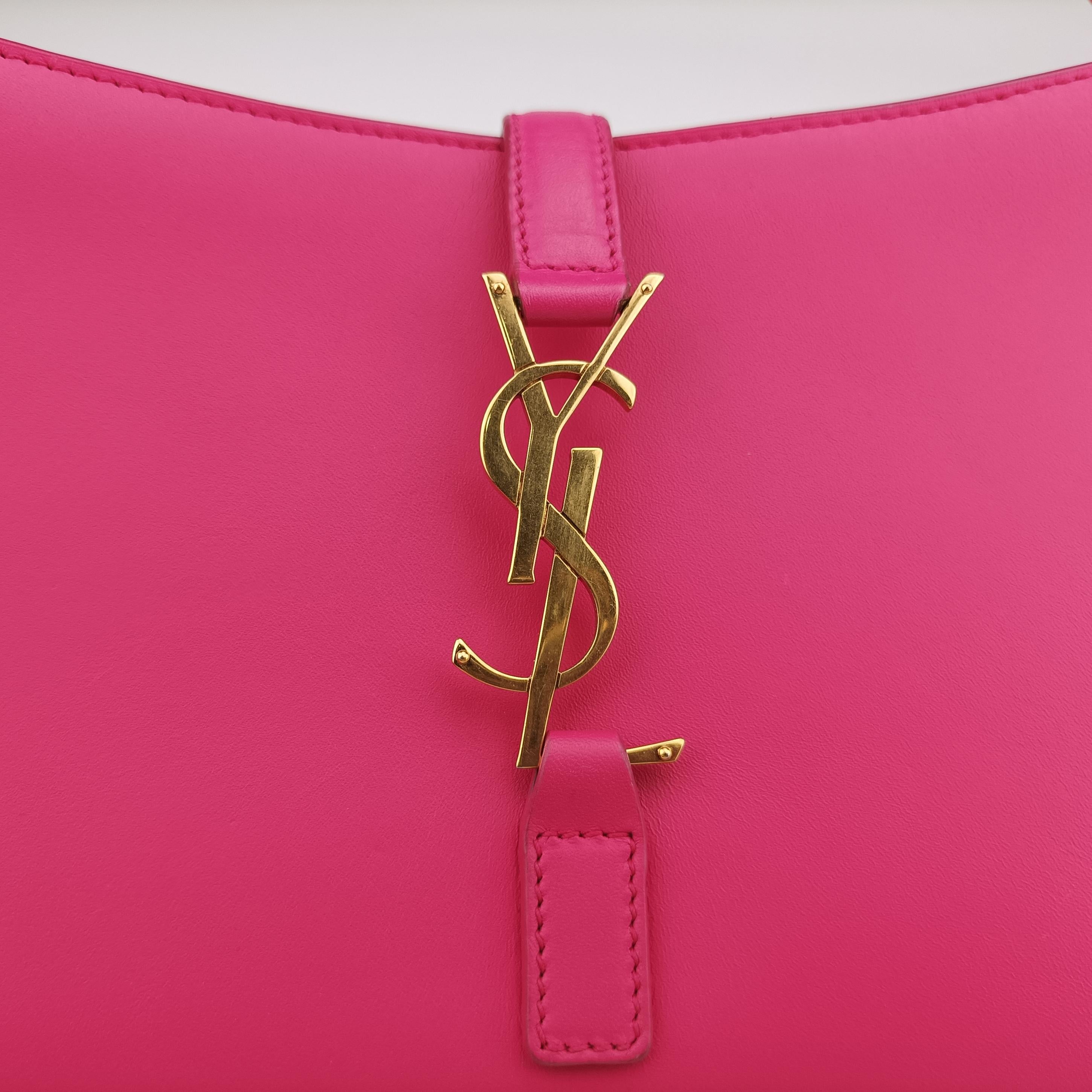 Pre-owned Yves Saint Laurent LE 5 a 7Mini Hobo Rose Leather 567228 shoulderbag | stylenewstar