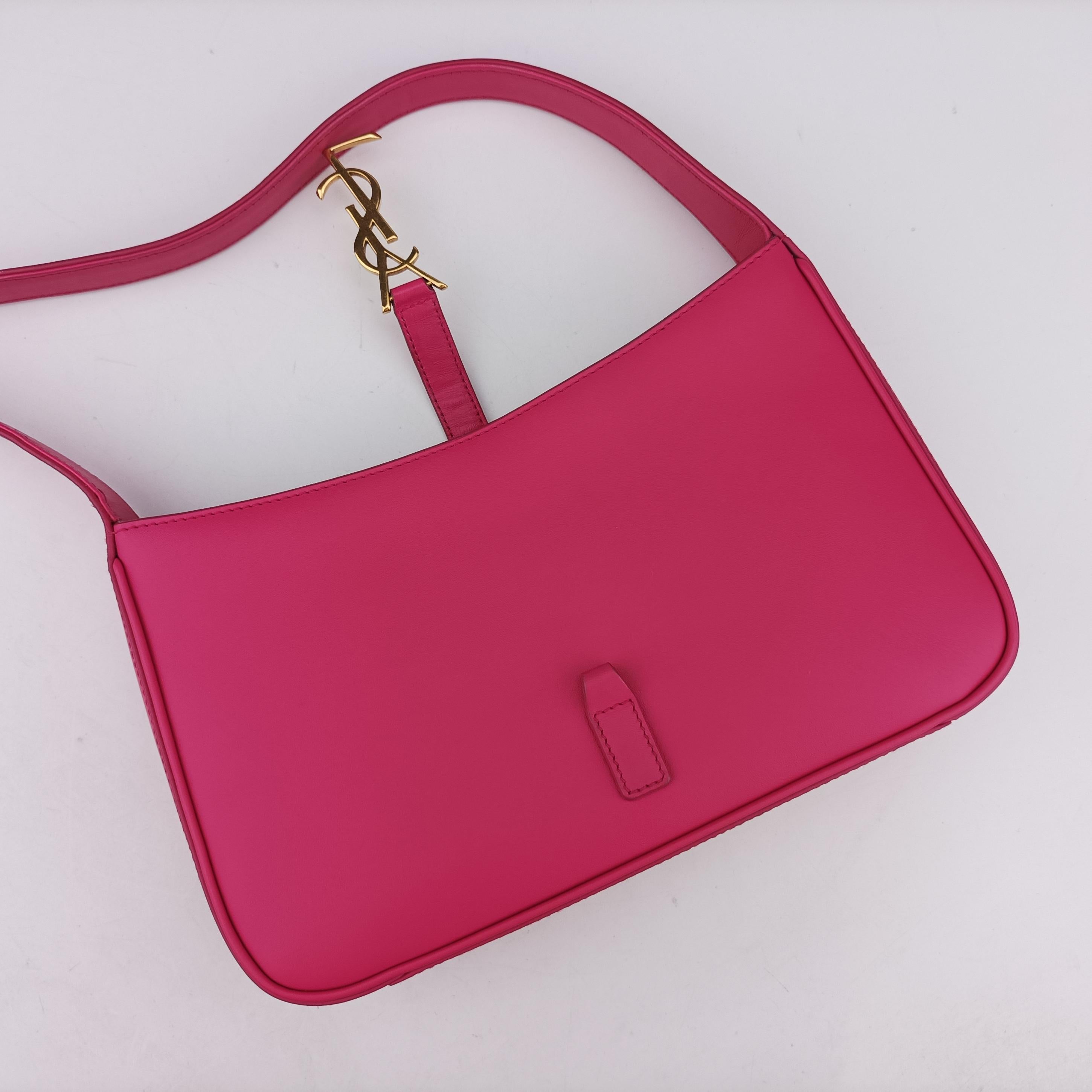 Pre-owned Yves Saint Laurent LE 5 a 7Mini Hobo Rose Leather 567228 shoulderbag | stylenewstar