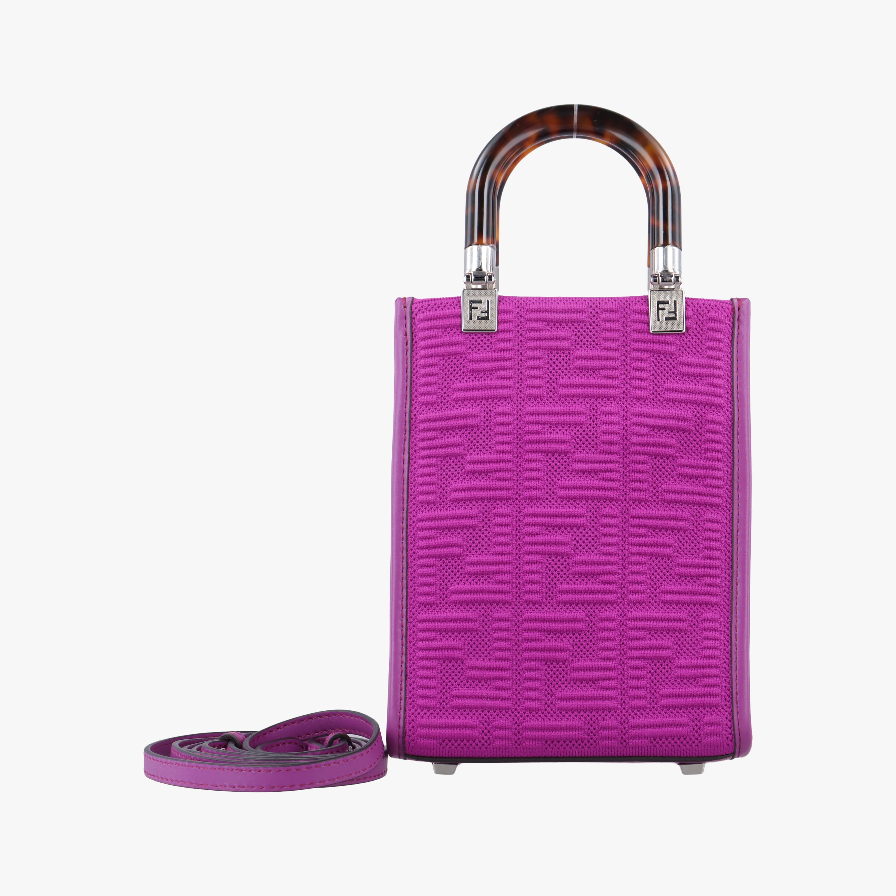 Pre-owned Fendi MINI SUNSHINE SHOPPER Purple fabric 8BS051 shoulderbag | stylenewstar
