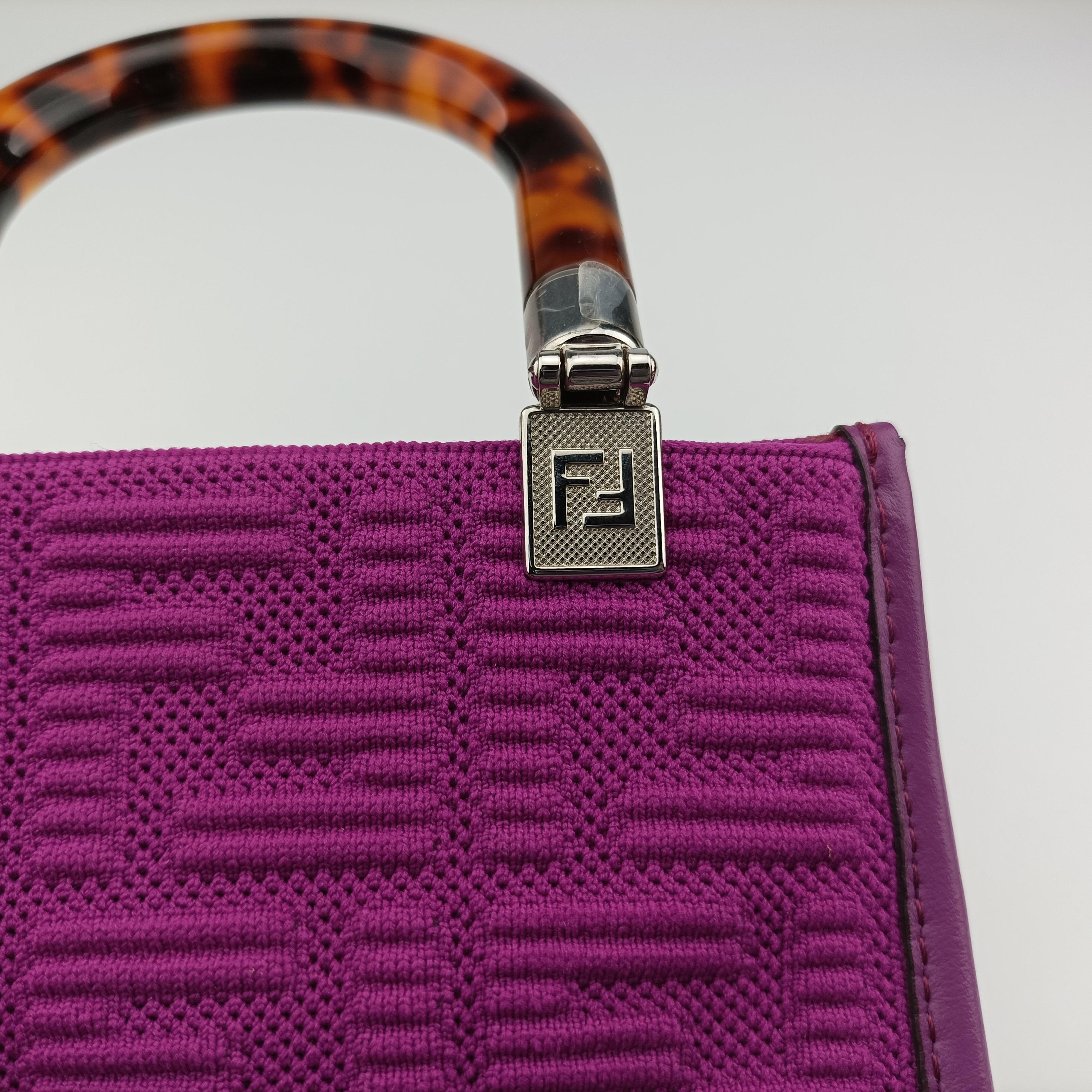 Pre-owned Fendi MINI SUNSHINE SHOPPER Purple fabric 8BS051 shoulderbag | stylenewstar