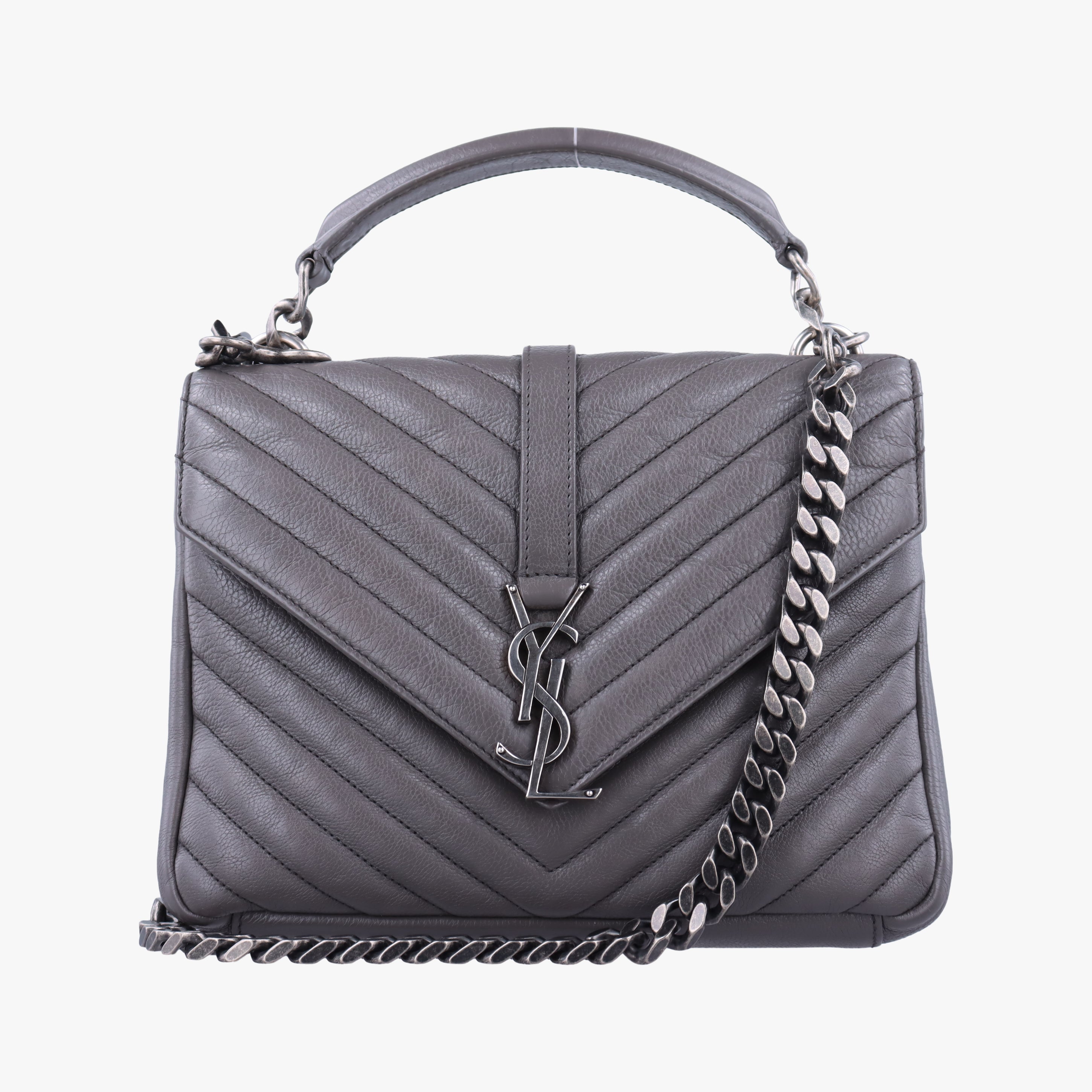 Secondhand Yves Saint Laurent COLLEGE Grey Leather 428056 shoulderbag | stylenewstar