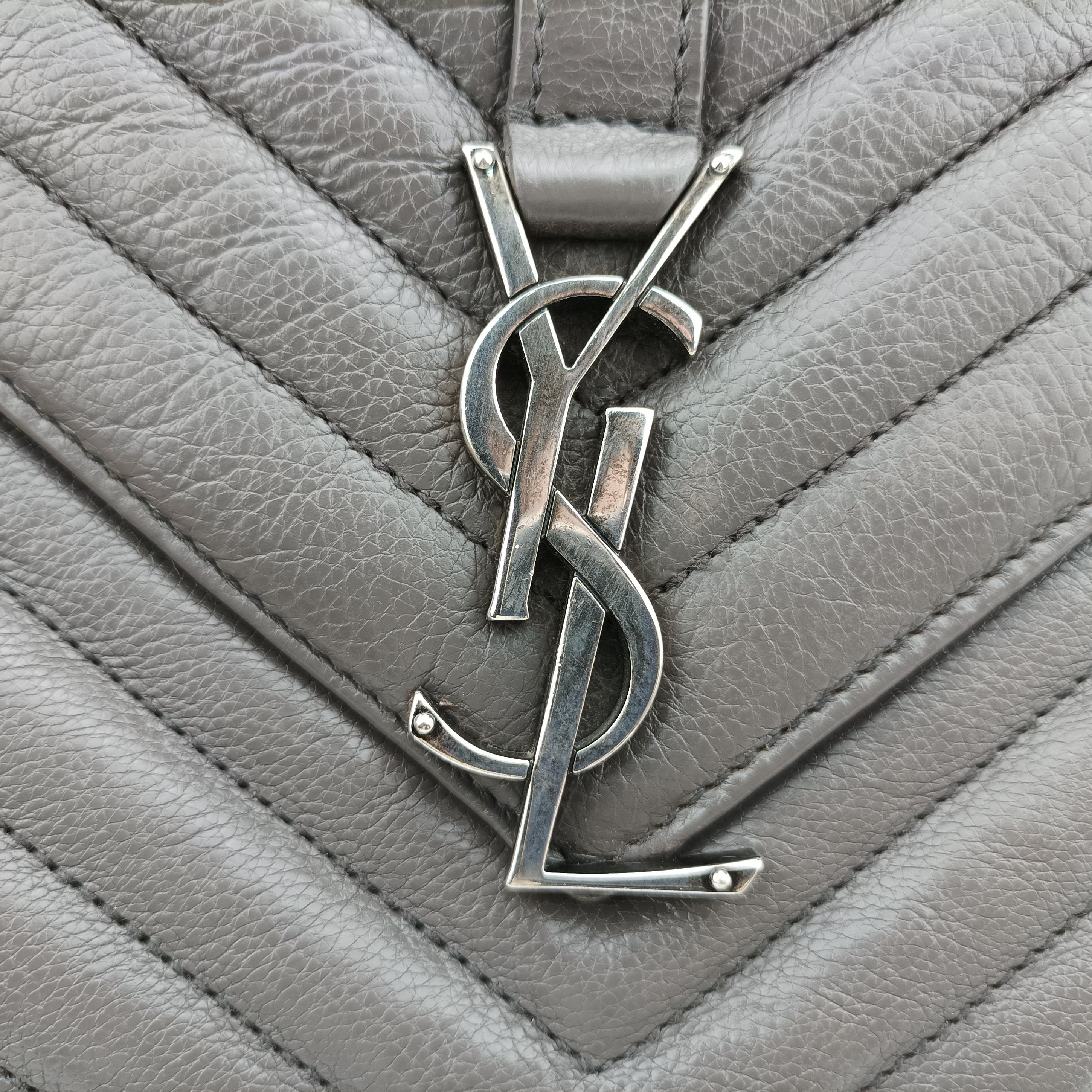 Secondhand Yves Saint Laurent COLLEGE Grey Leather 428056 shoulderbag | stylenewstar