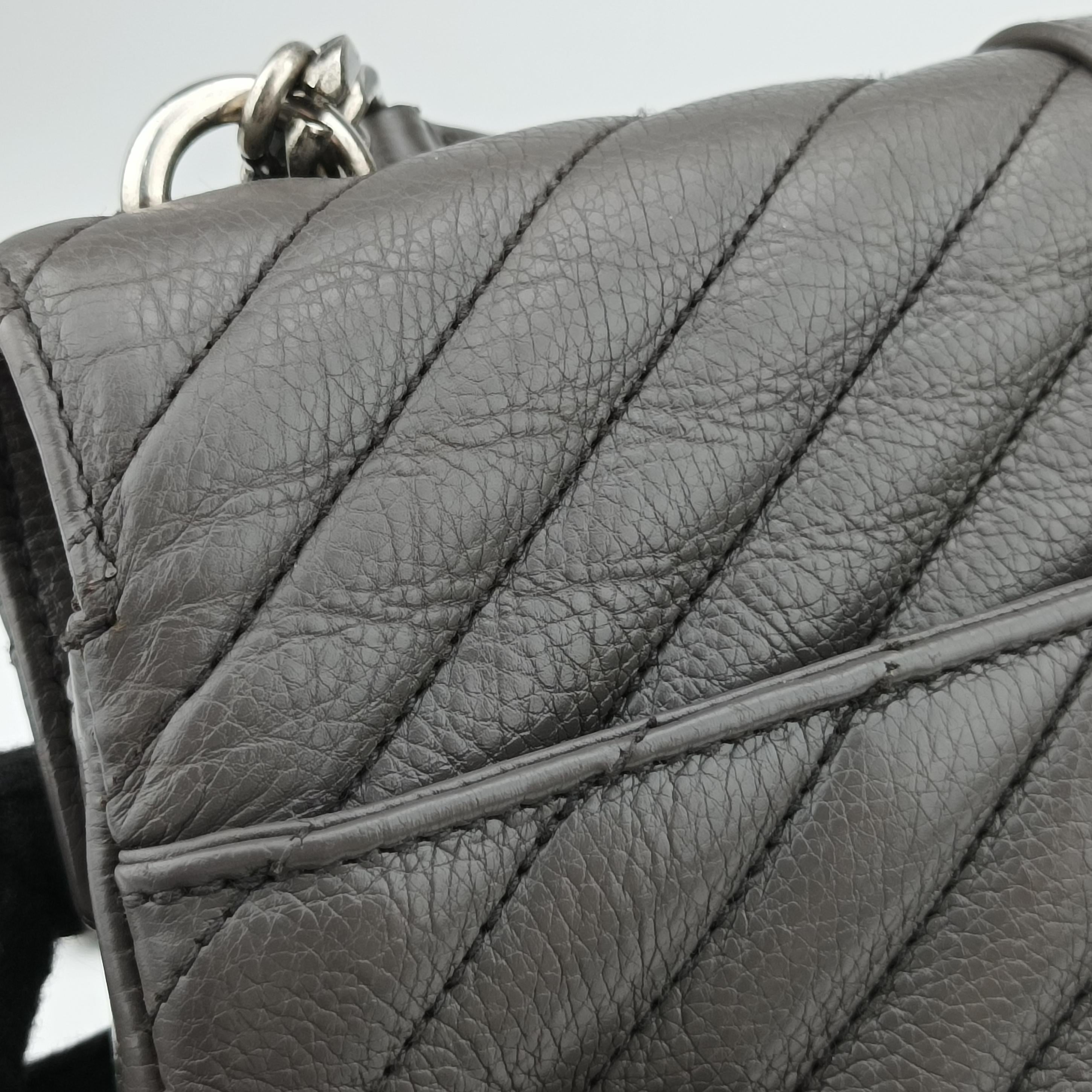 Secondhand Yves Saint Laurent COLLEGE Grey Leather 428056 shoulderbag | stylenewstar